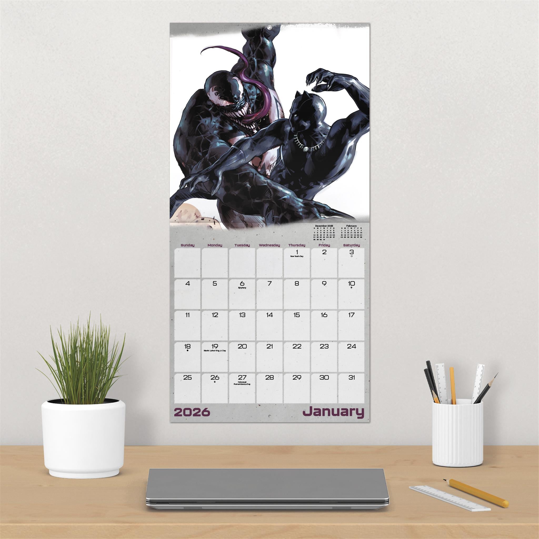Marvel Heroes Vs Villains 2026 Wall Calendar
