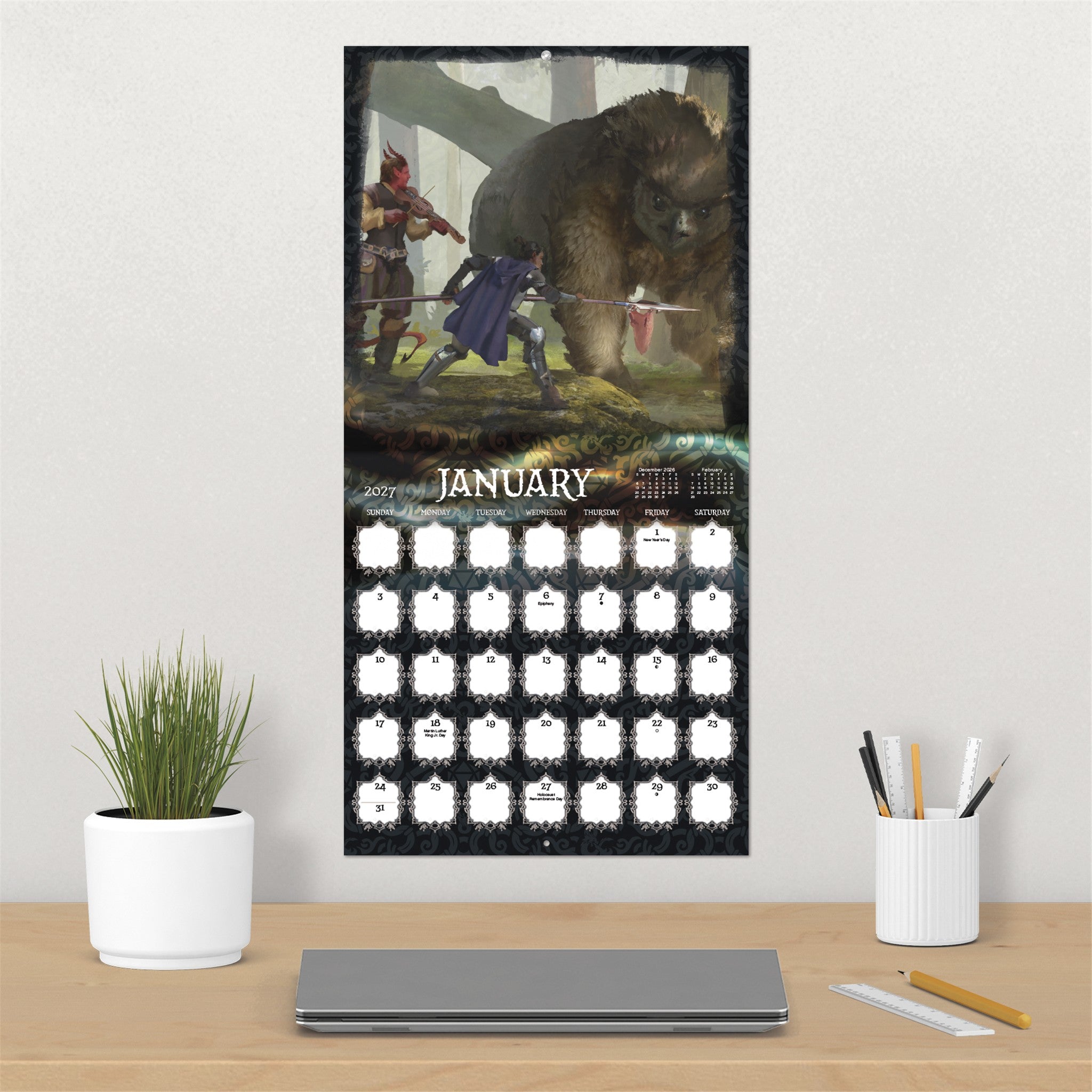 Calendrier mural Donjons et Dragons Classique 2027 - En ligne uniquement