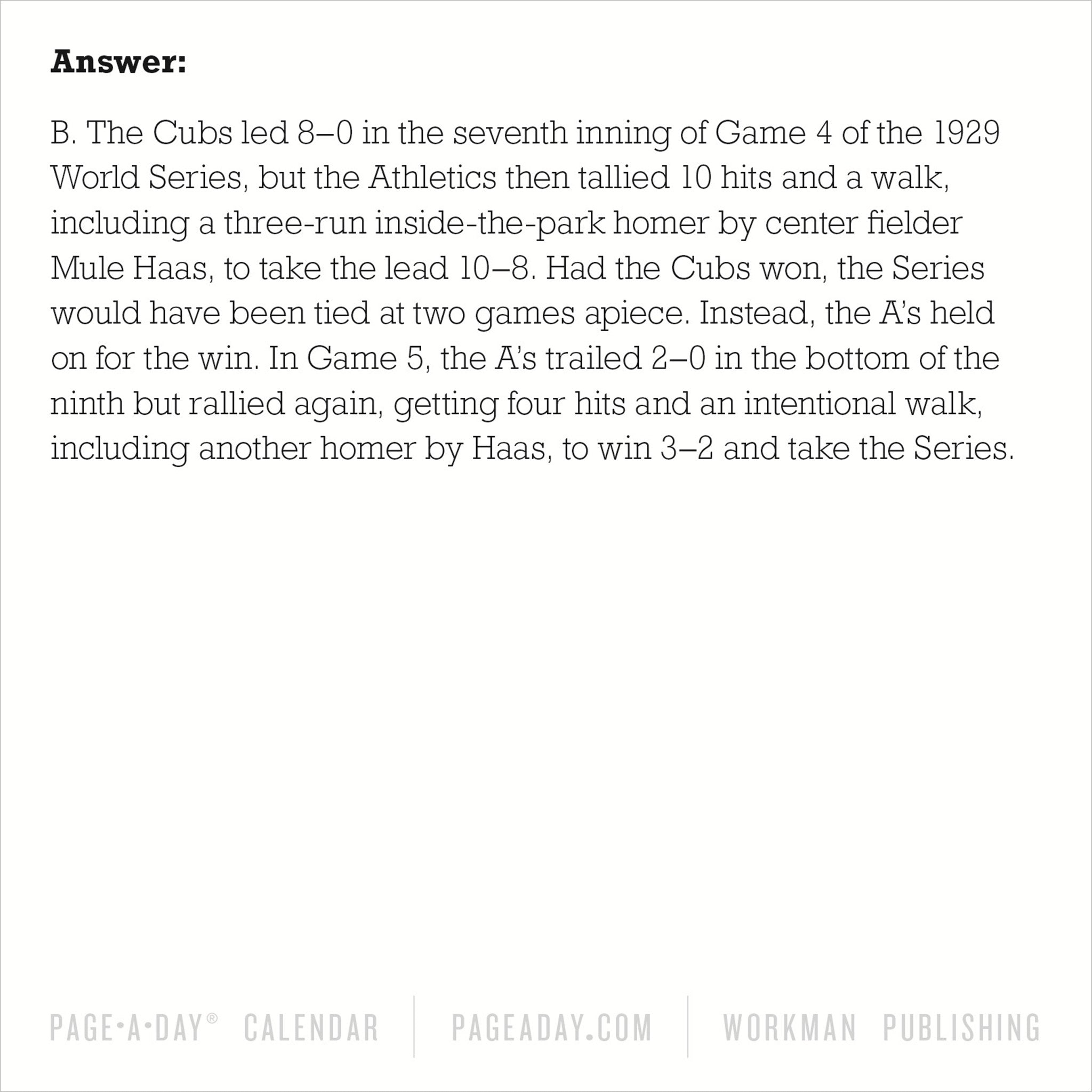 Un calendrier de bureau Un an d'anecdotes sur le baseball 2027
