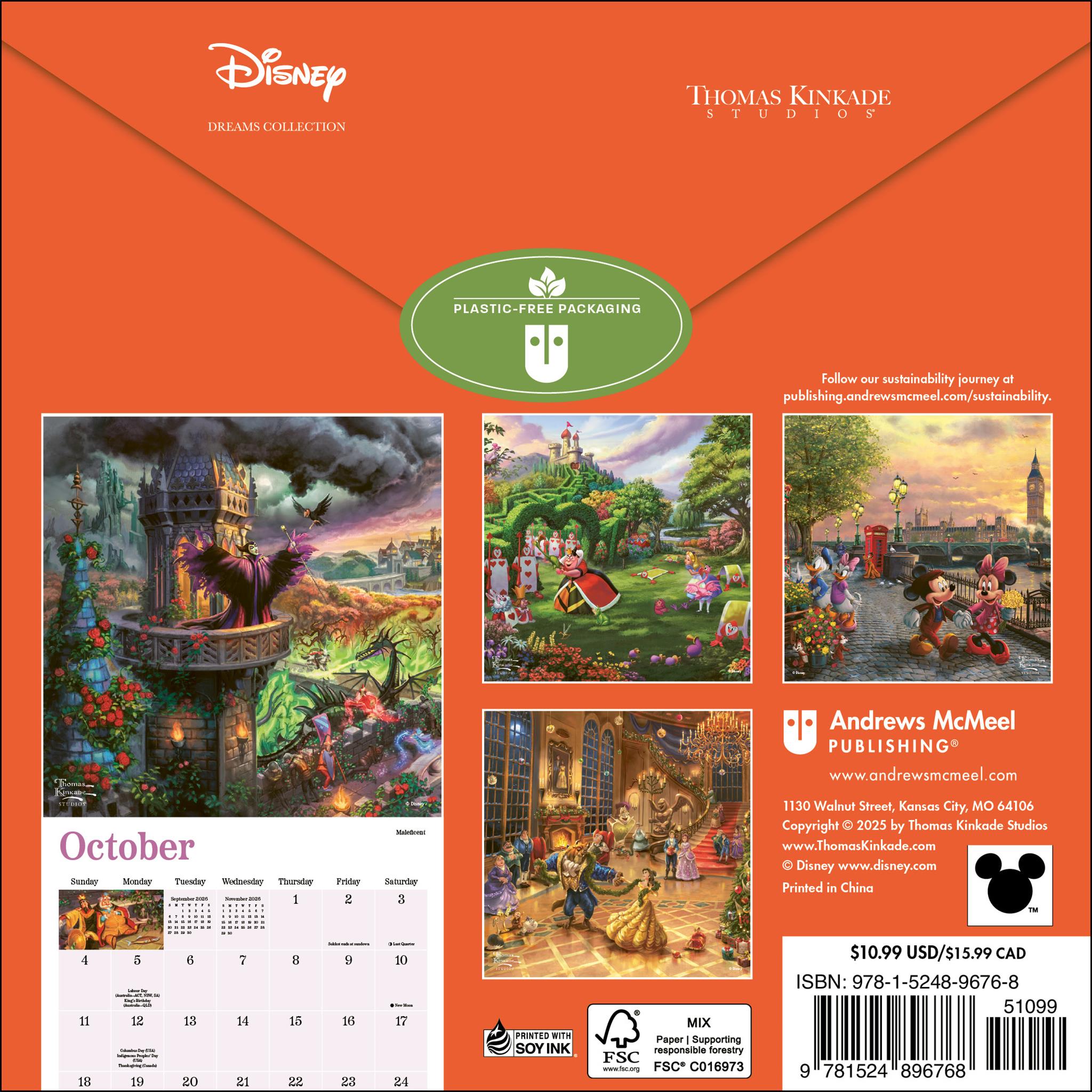 Mini calendrier Kinkade Disney Dreams Collection 2026