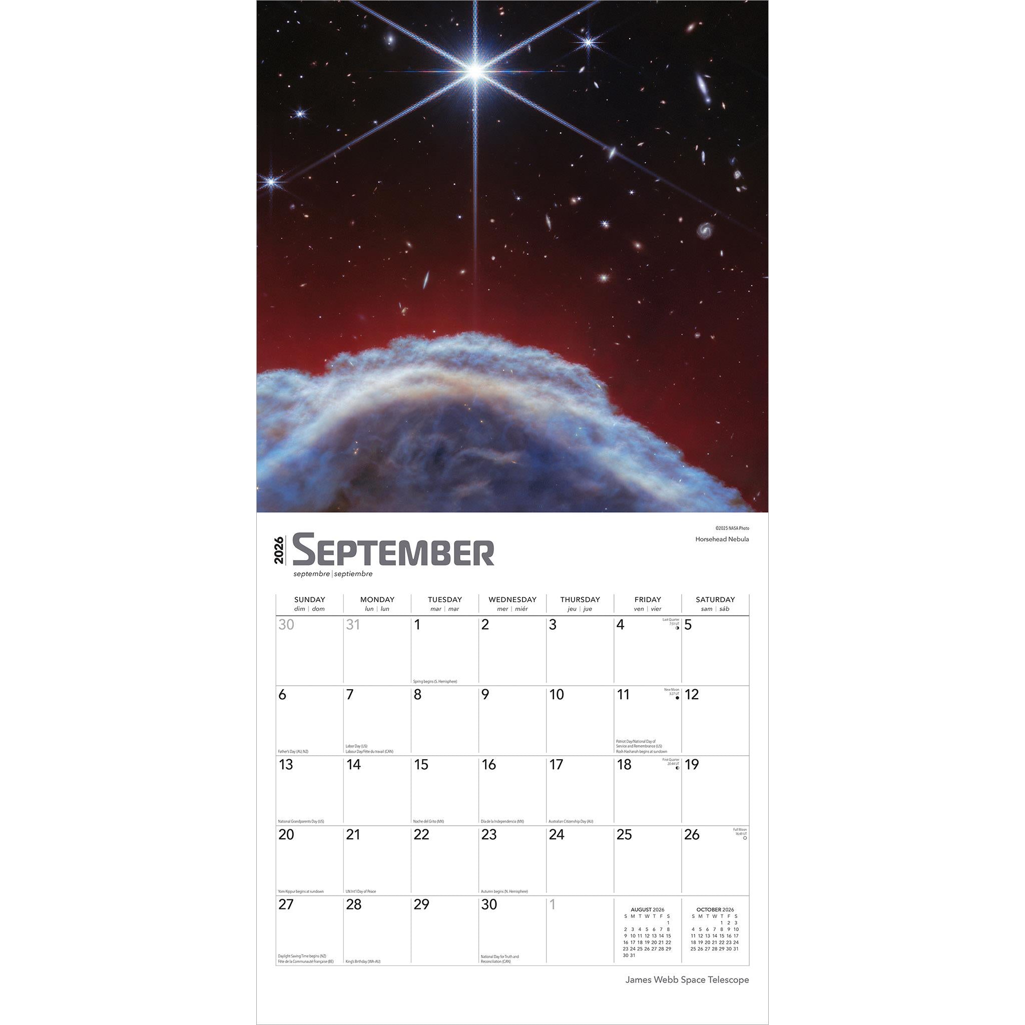 Calendrier mural 2026 du télescope spatial James Webb - Disponible uniquement en ligne