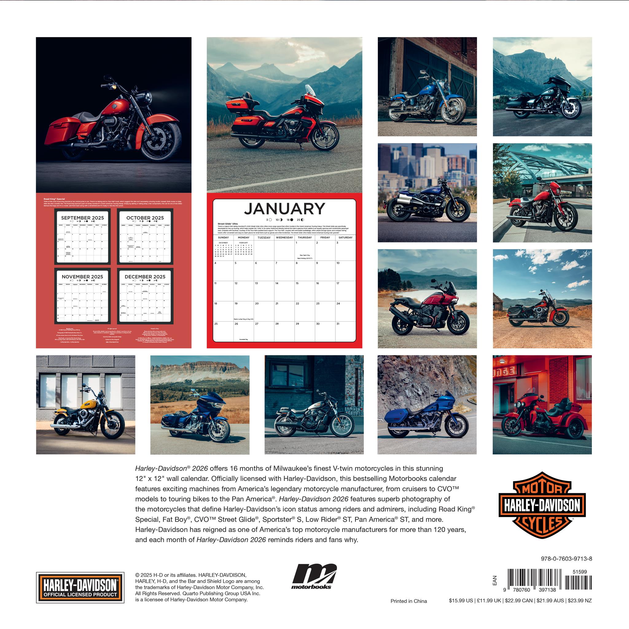 Calendrier mural Harley Davidson 2026