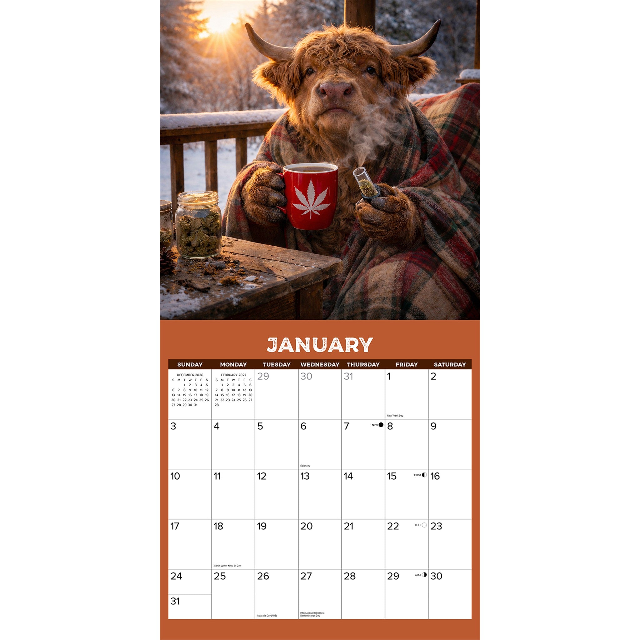 HIGH-land Cows 2027 Wall Calendar