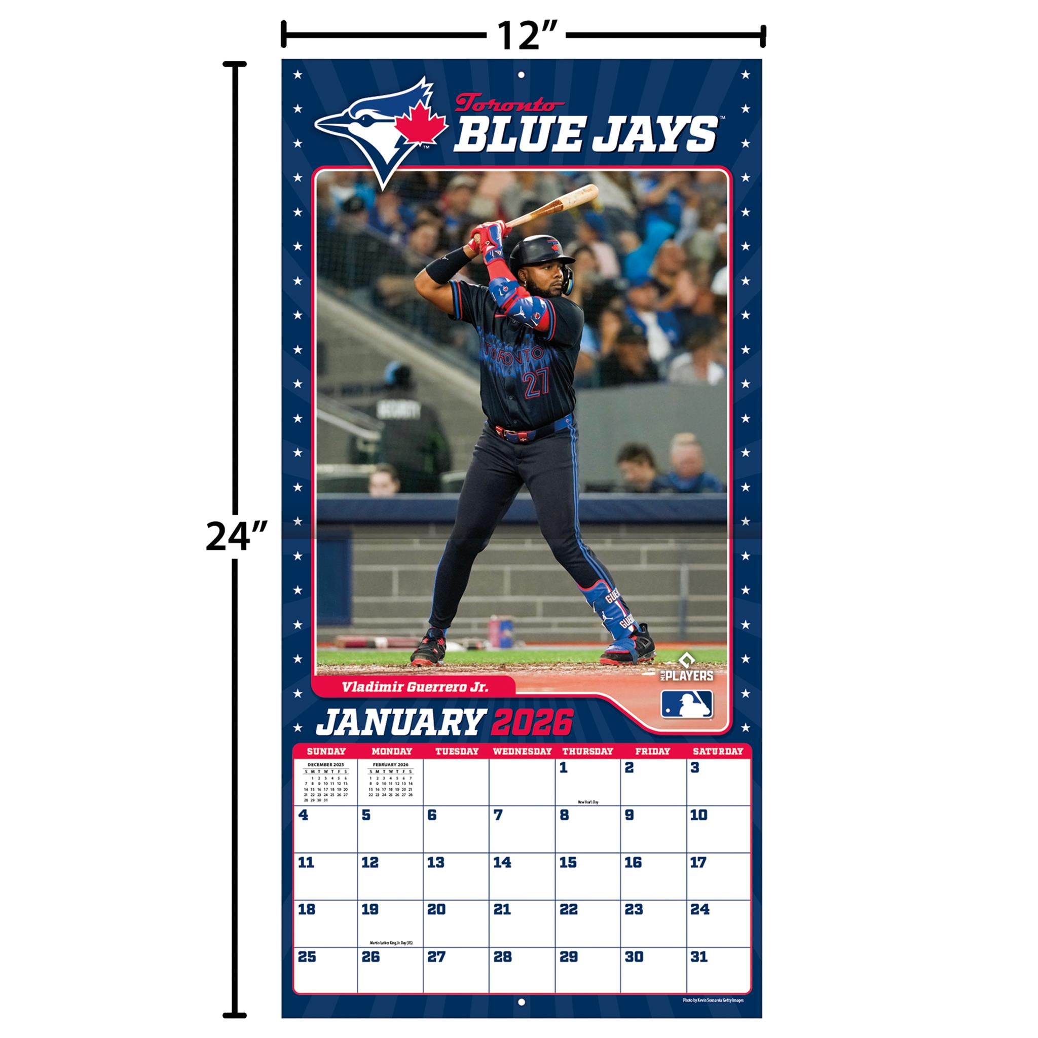 Calendrier mural 2026 des Blue Jays de Toronto (MLB)