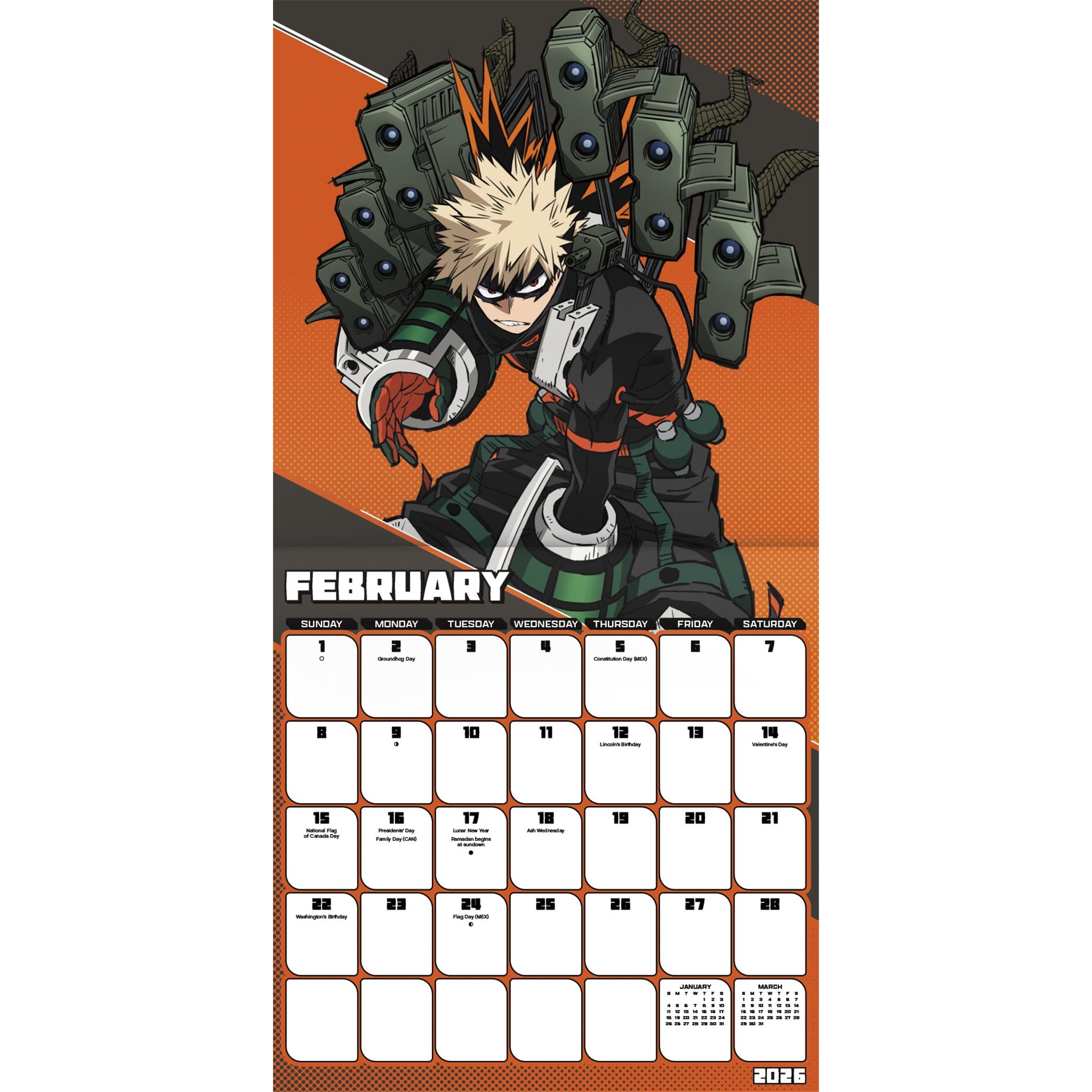 Calendrier mural My Hero Academia 2026 - Disponible uniquement en ligne