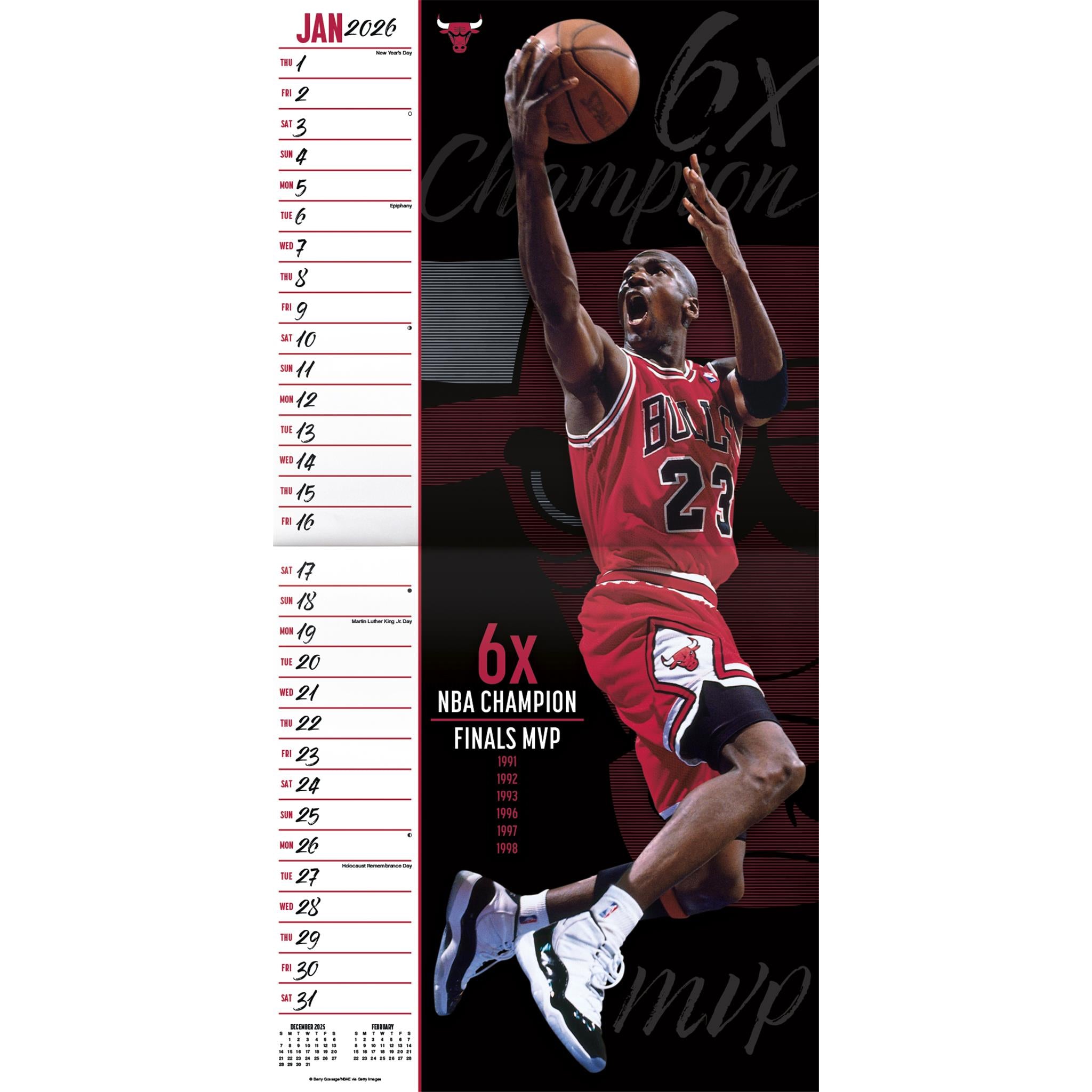 NBA Michael Jordan 2026 Wall Calendar