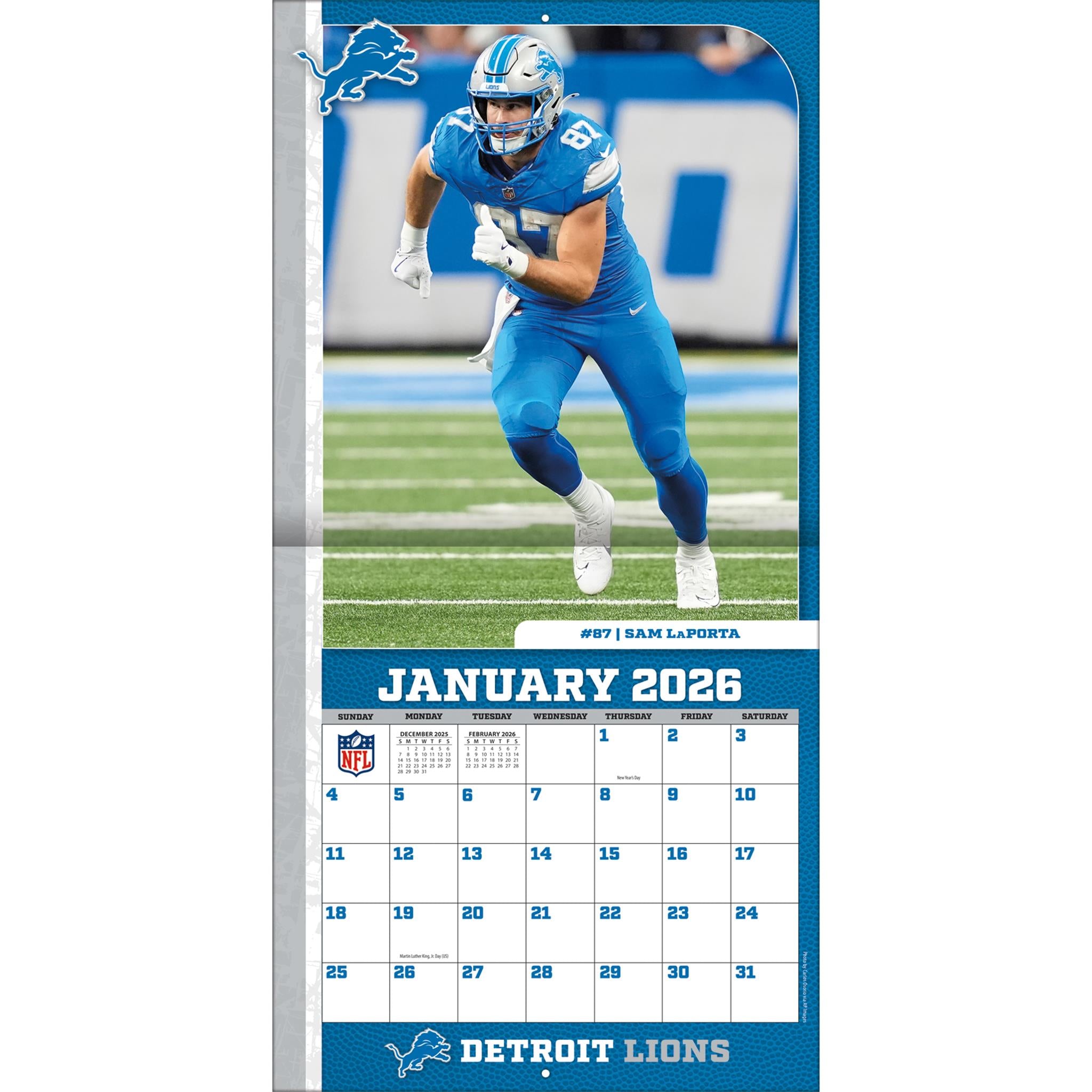 NFL Detroit Lions 2026 Wall Calendar