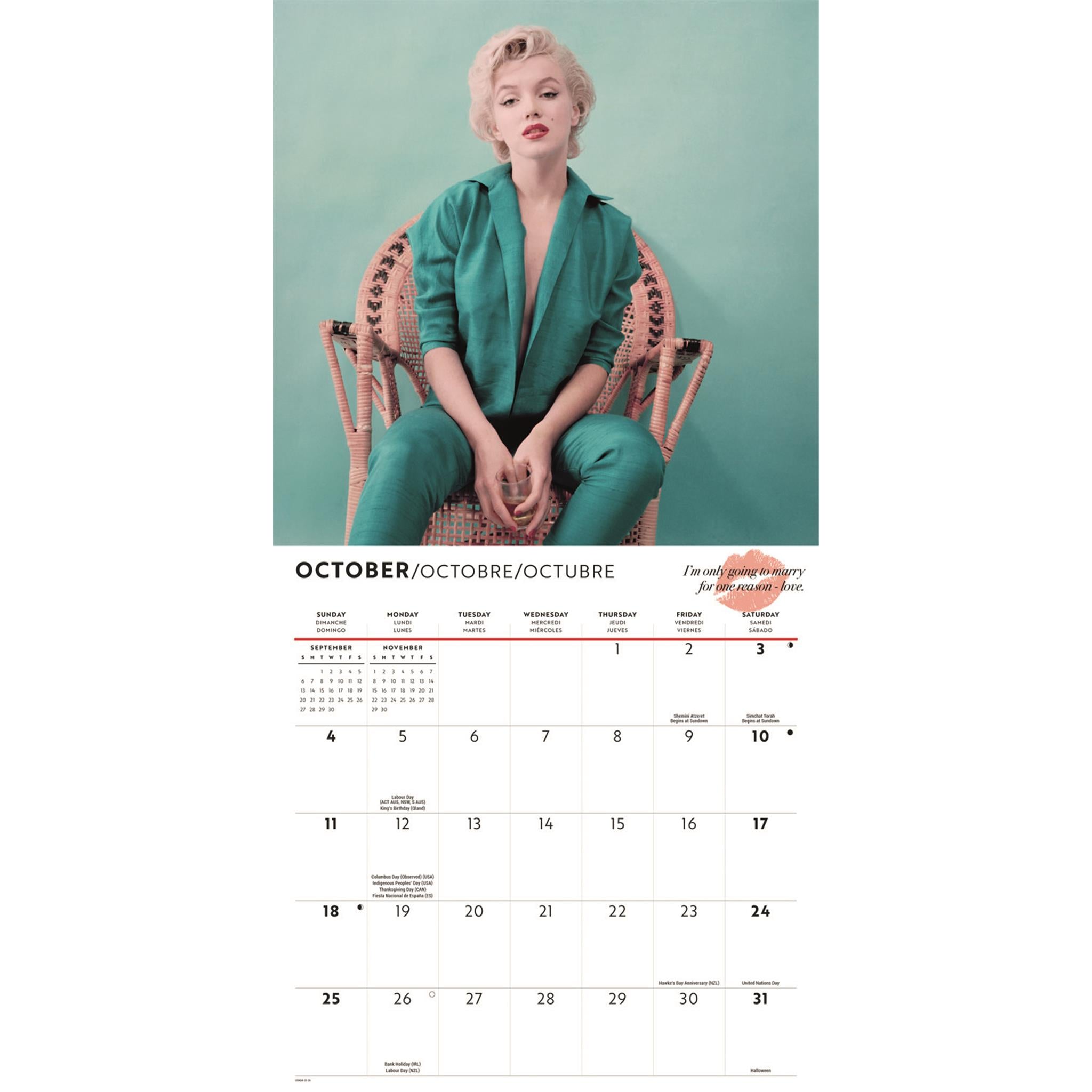 Marilyn Monroe 2026 Wall Calendar