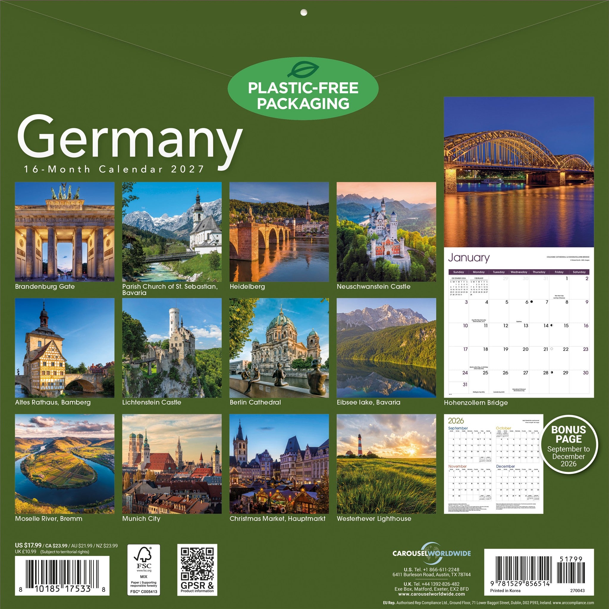 Calendrier mural Allemagne 2027