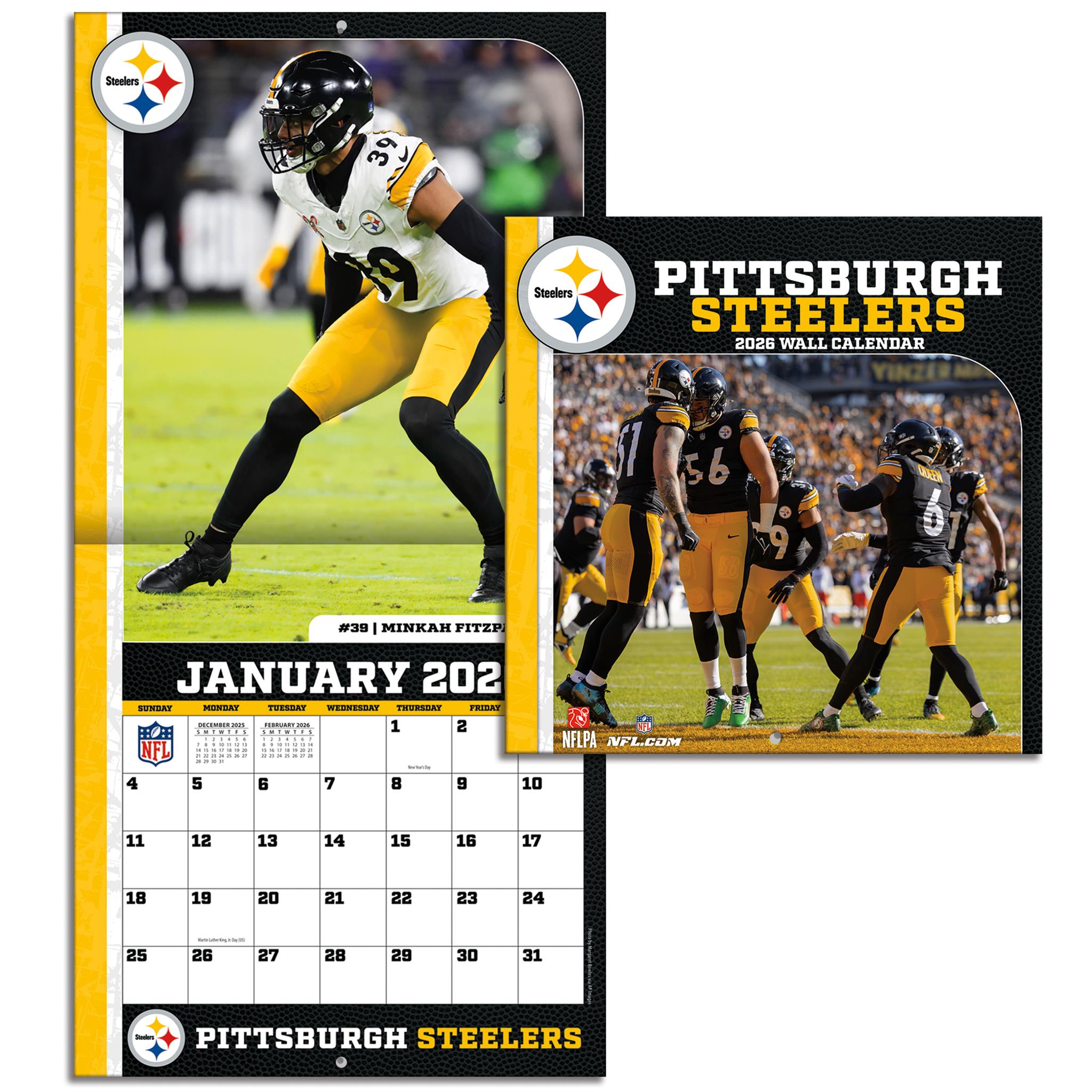 Calendrier miniature 2026 des Steelers de Pittsburgh (NFL) - Disponible uniquement en ligne