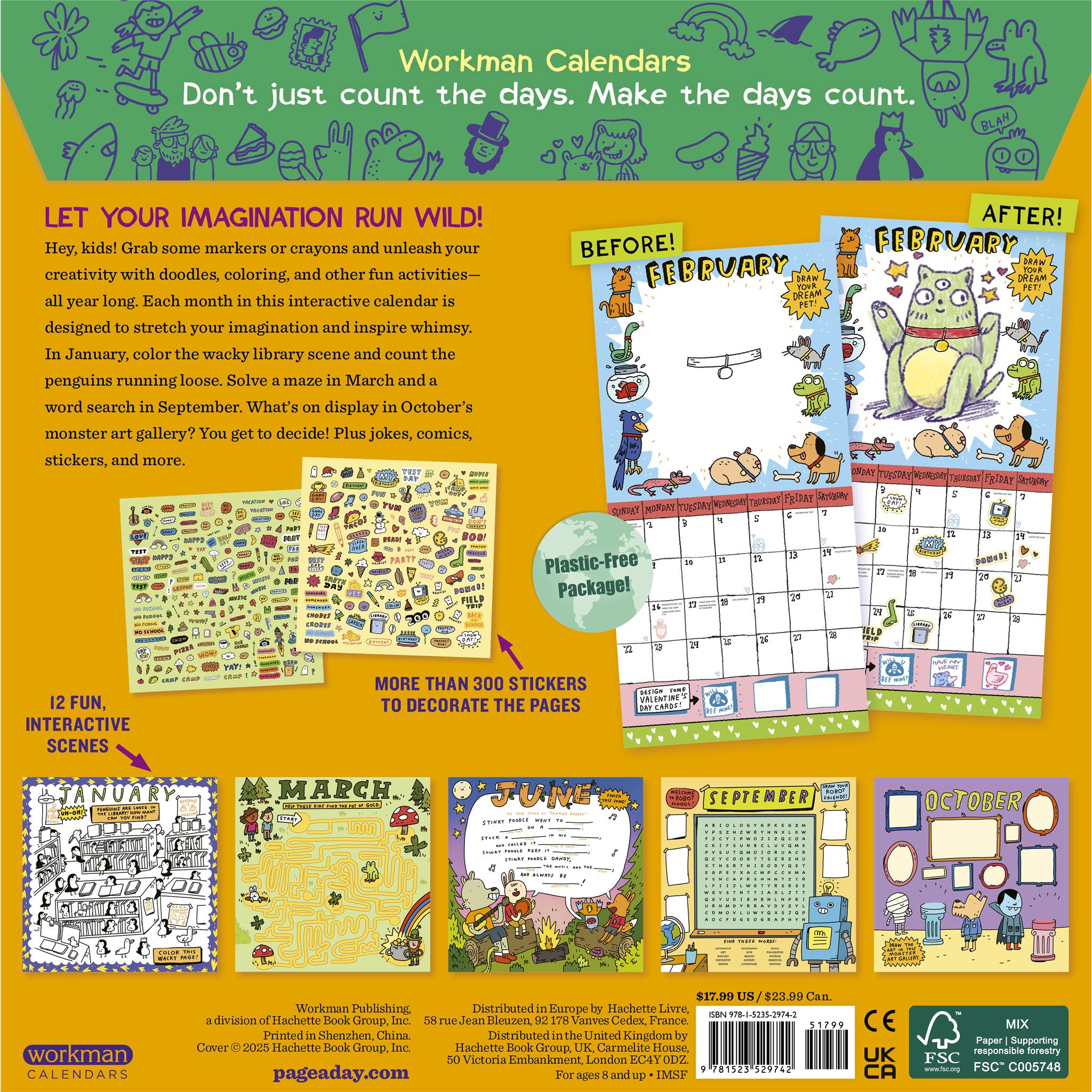 Calendrier mural d'activités géniales pour enfants 2026