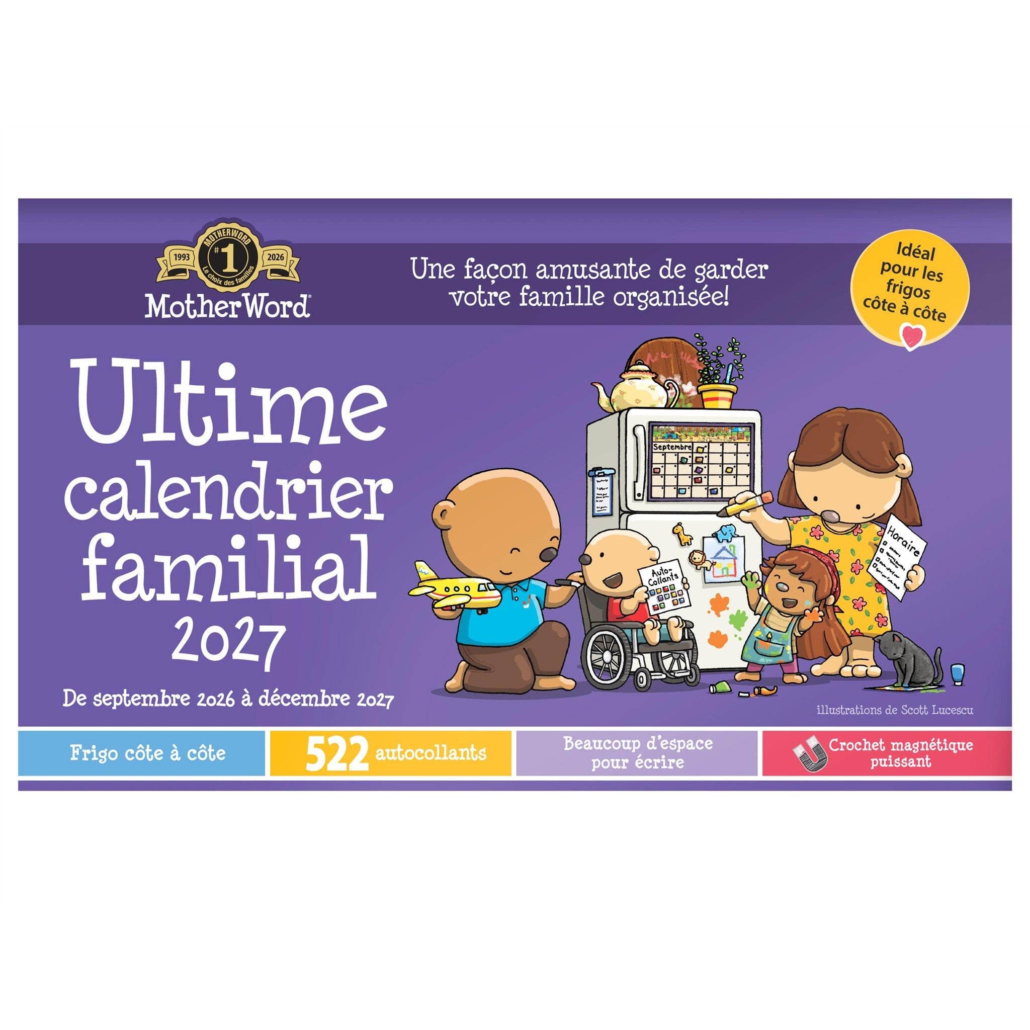 MotherWord Magnetic Fridge French 2027 Wall Calendar