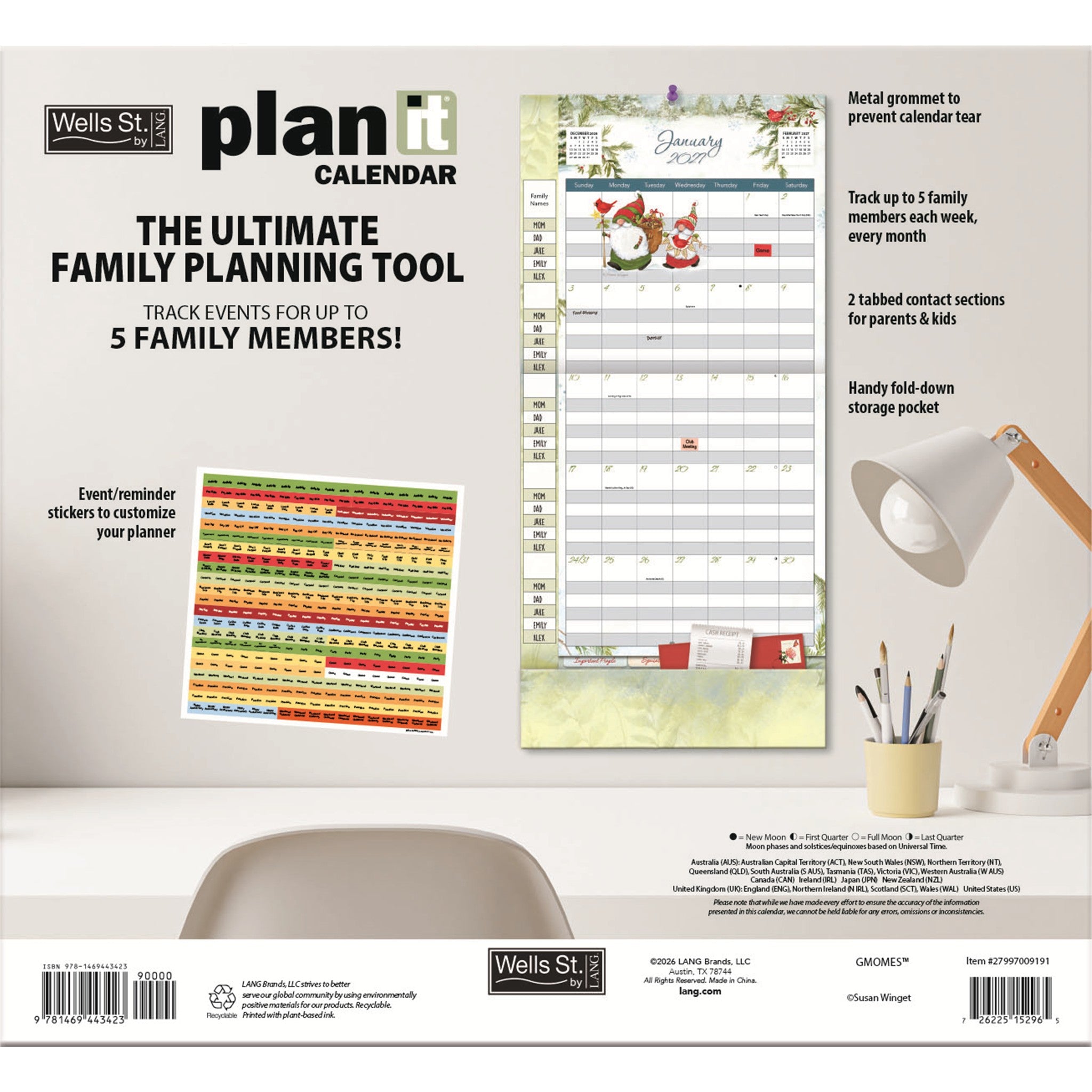Calendrier mural Gnomes Plan-It Plus 2026-2027