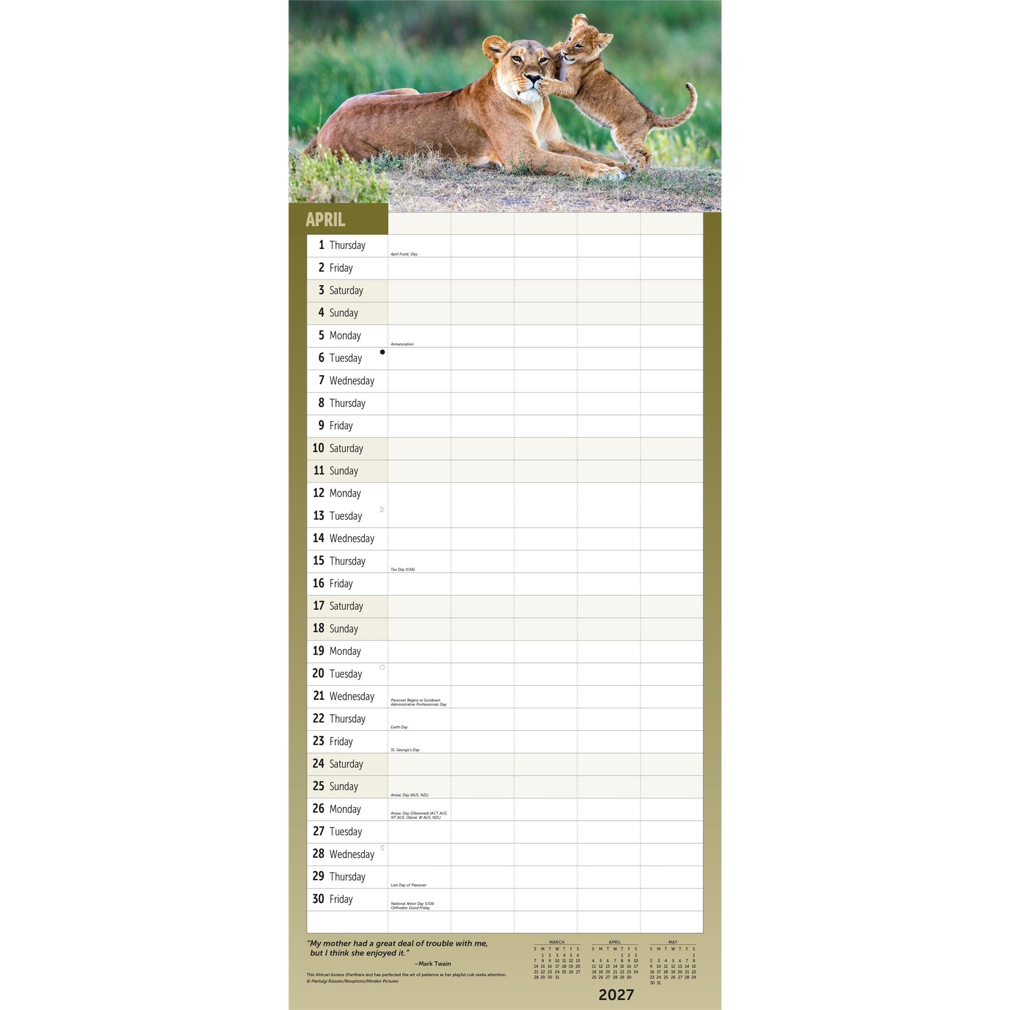 Le calendrier mural famille organisée 2027