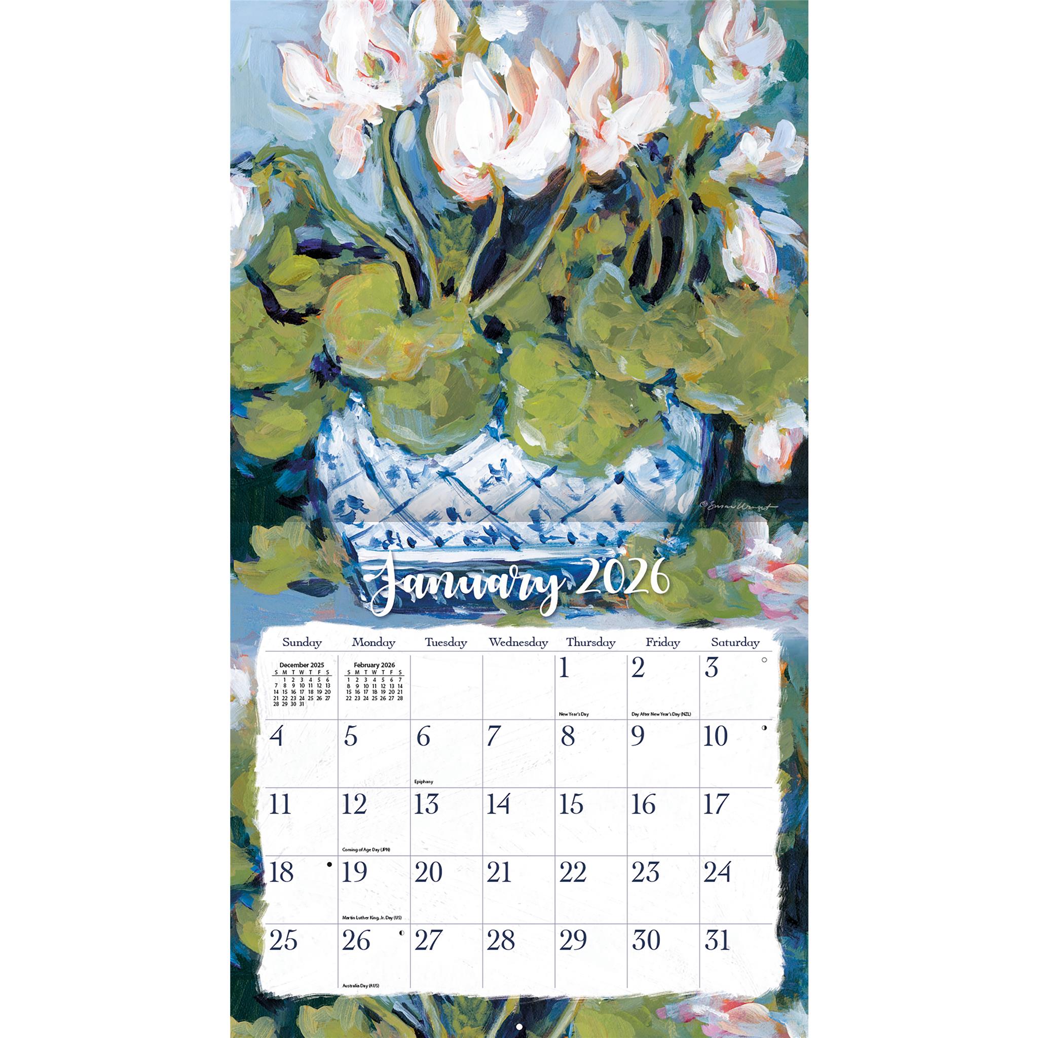 Calendrier mural de luxe Gallery Florals 2026 - Disponible uniquement en ligne