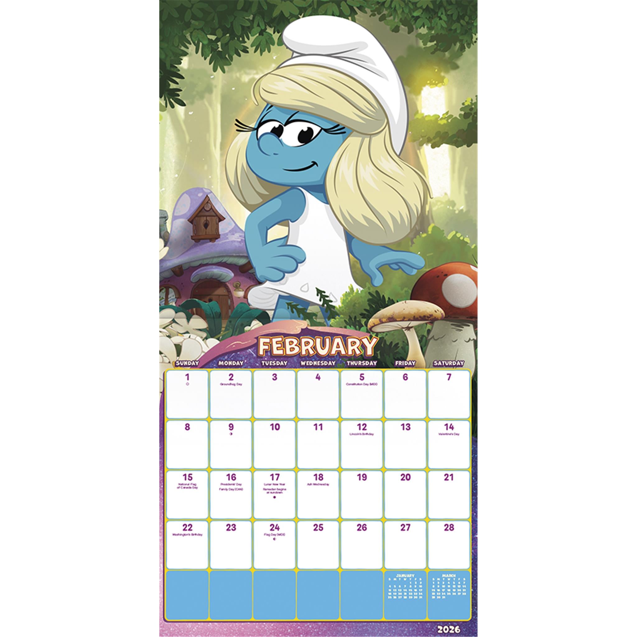 Calendrier mural Les Schtroumpfs 2 2026 - Disponible uniquement en ligne