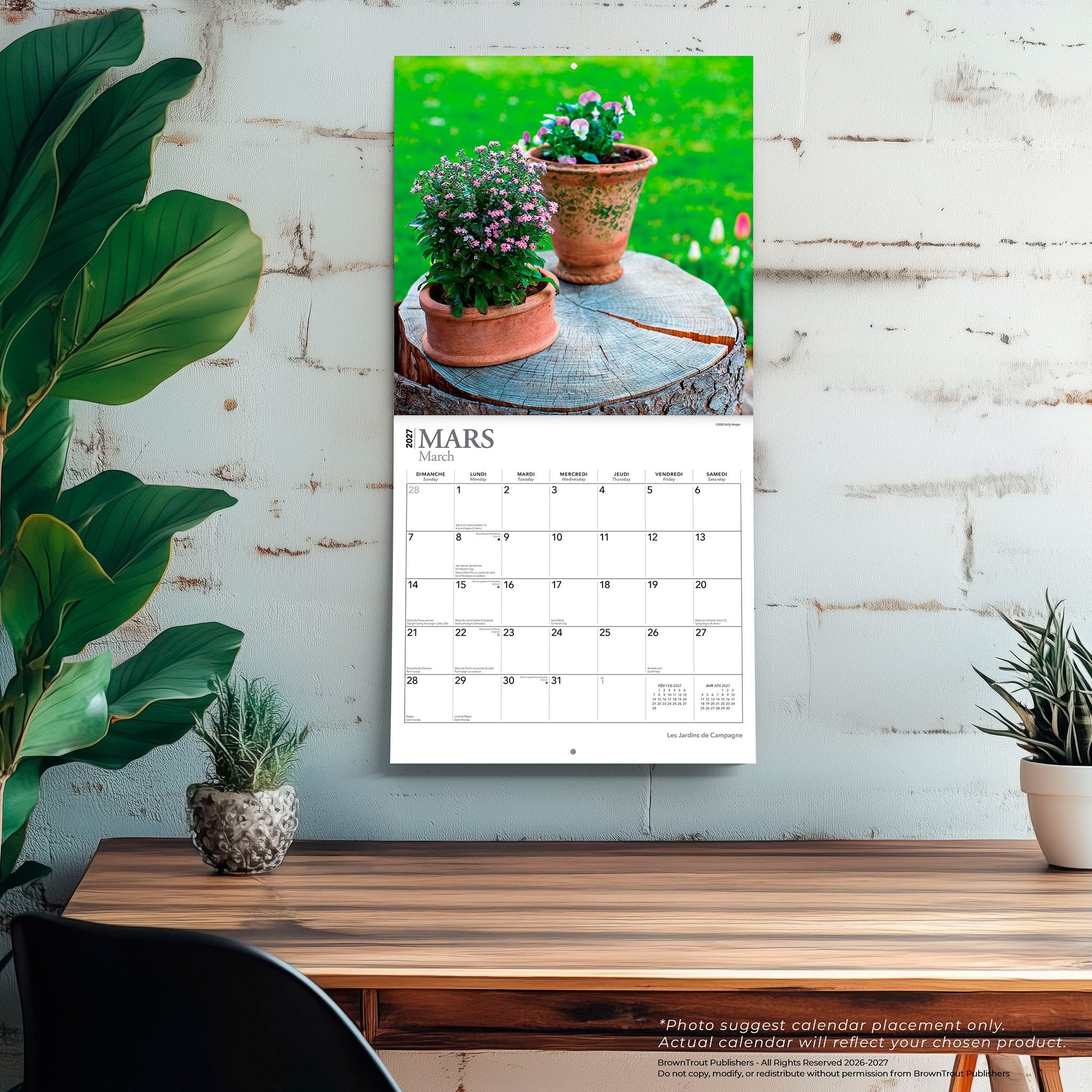 Les Jardins de Campagne 2027 Wall Calendar (French)
