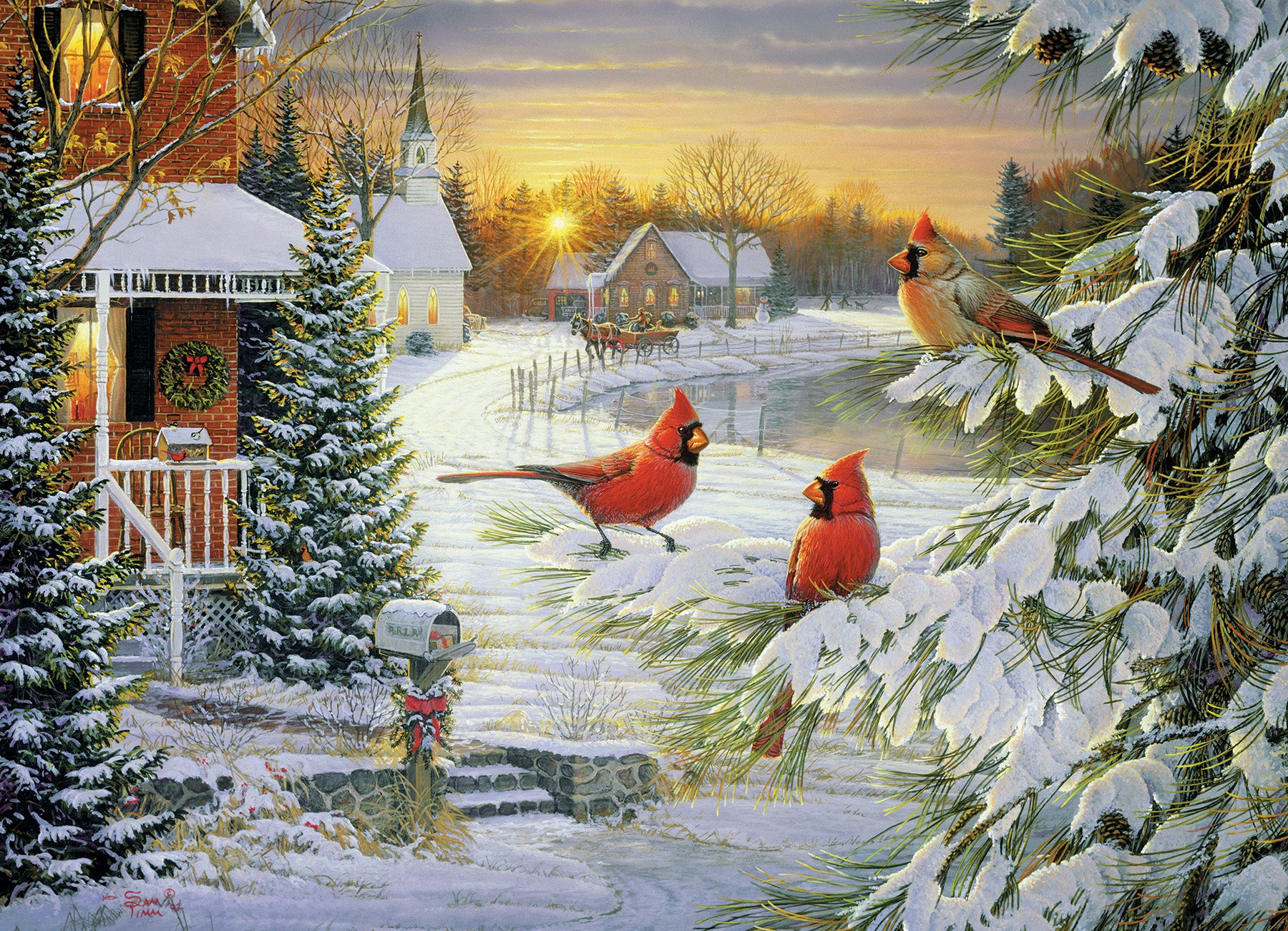 Puzzle exclusif Sunset Cardinals de 1000 pièces