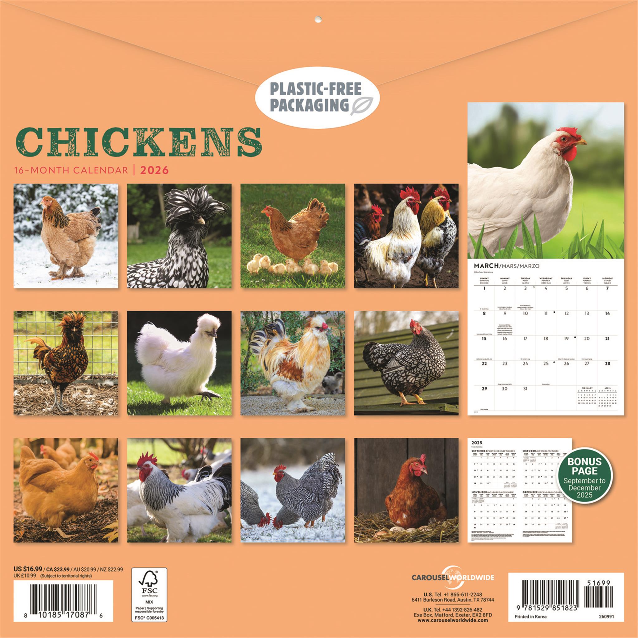 Calendrier mural des poulets 2026