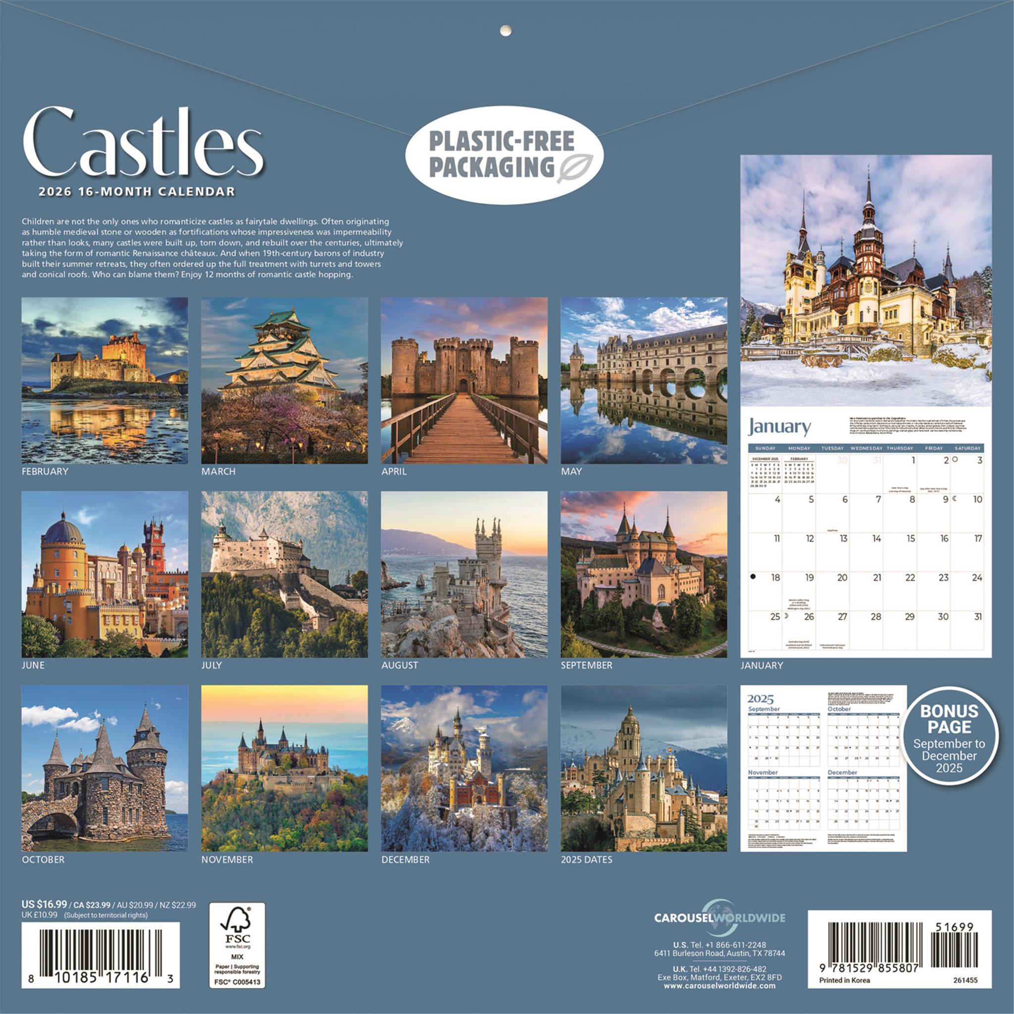 Calendrier mural Châteaux 2026