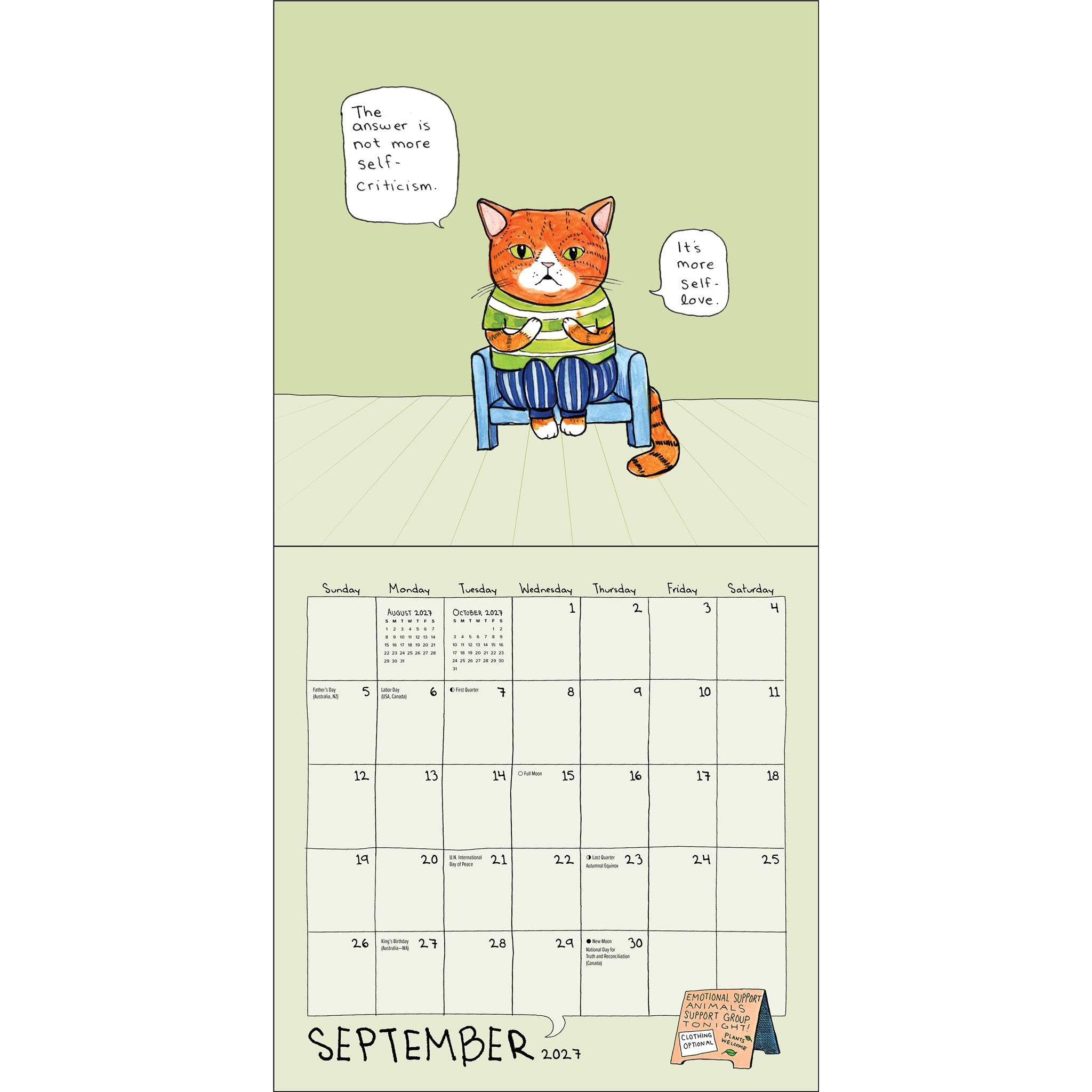 Calendrier mural 2027 : Animaux de soutien émotionnel