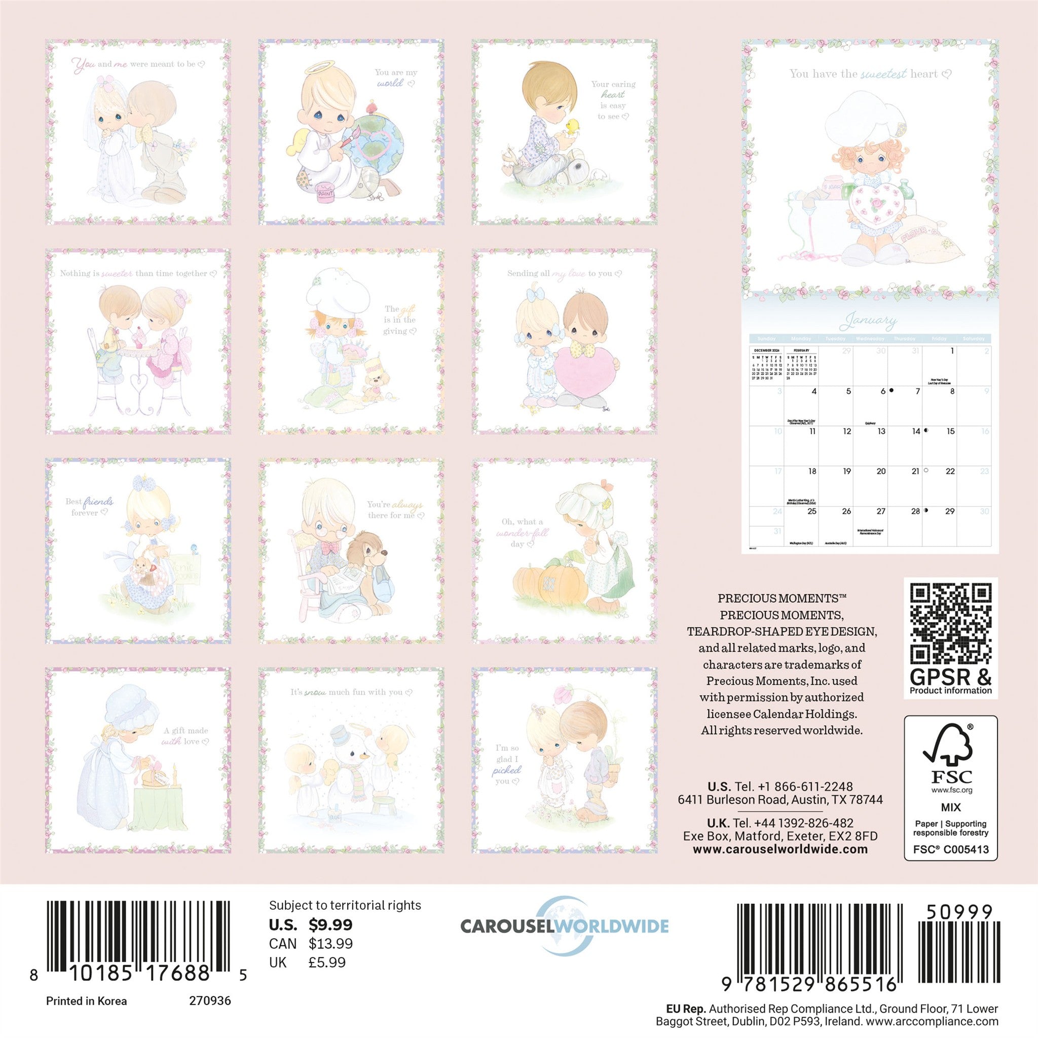 Mini Calendrier Precious Moments 2027