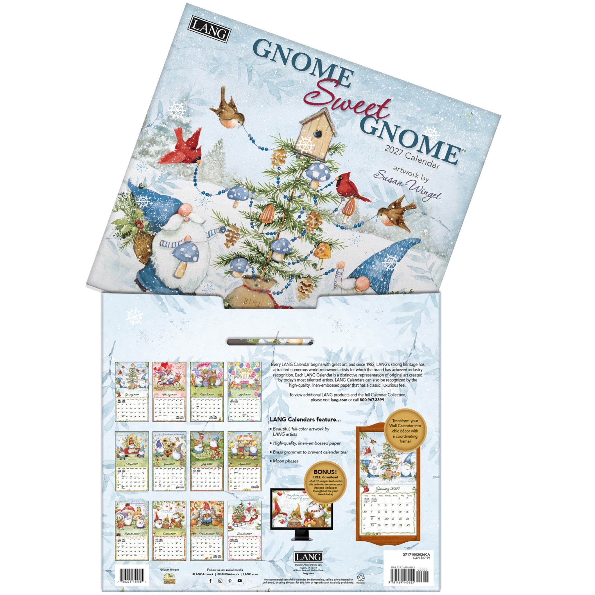 Gnome Sweet Gnome Special Edition with Print 2027 Wall Calendar