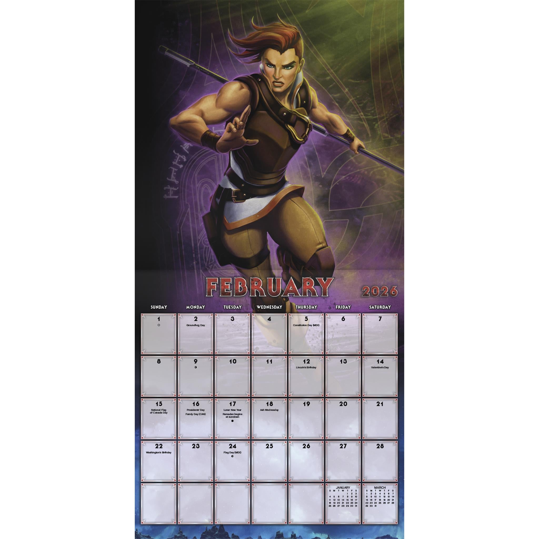 Calendrier mural Les Maîtres de l'Univers 2026 - Disponible uniquement en ligne