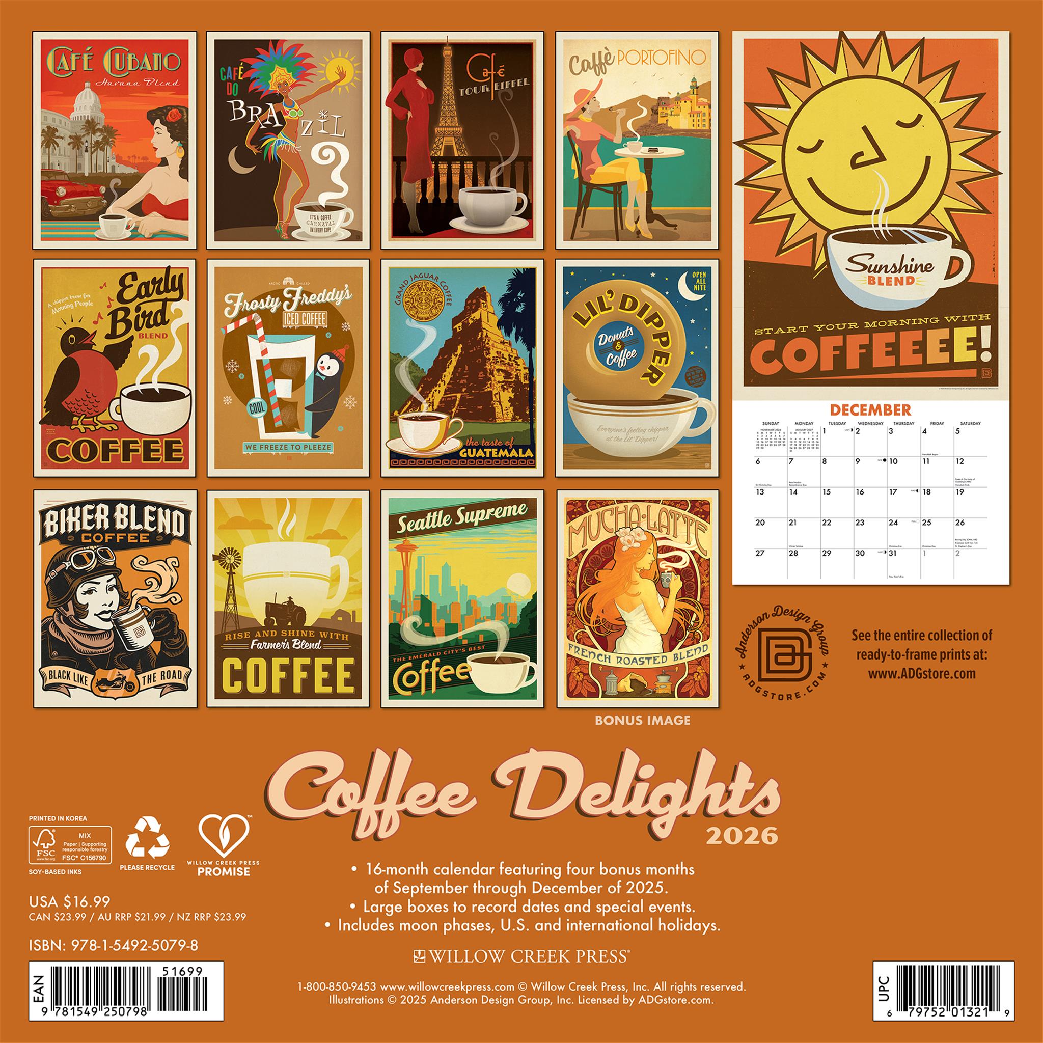 Calendrier mural Coffee Delights ADG 2026