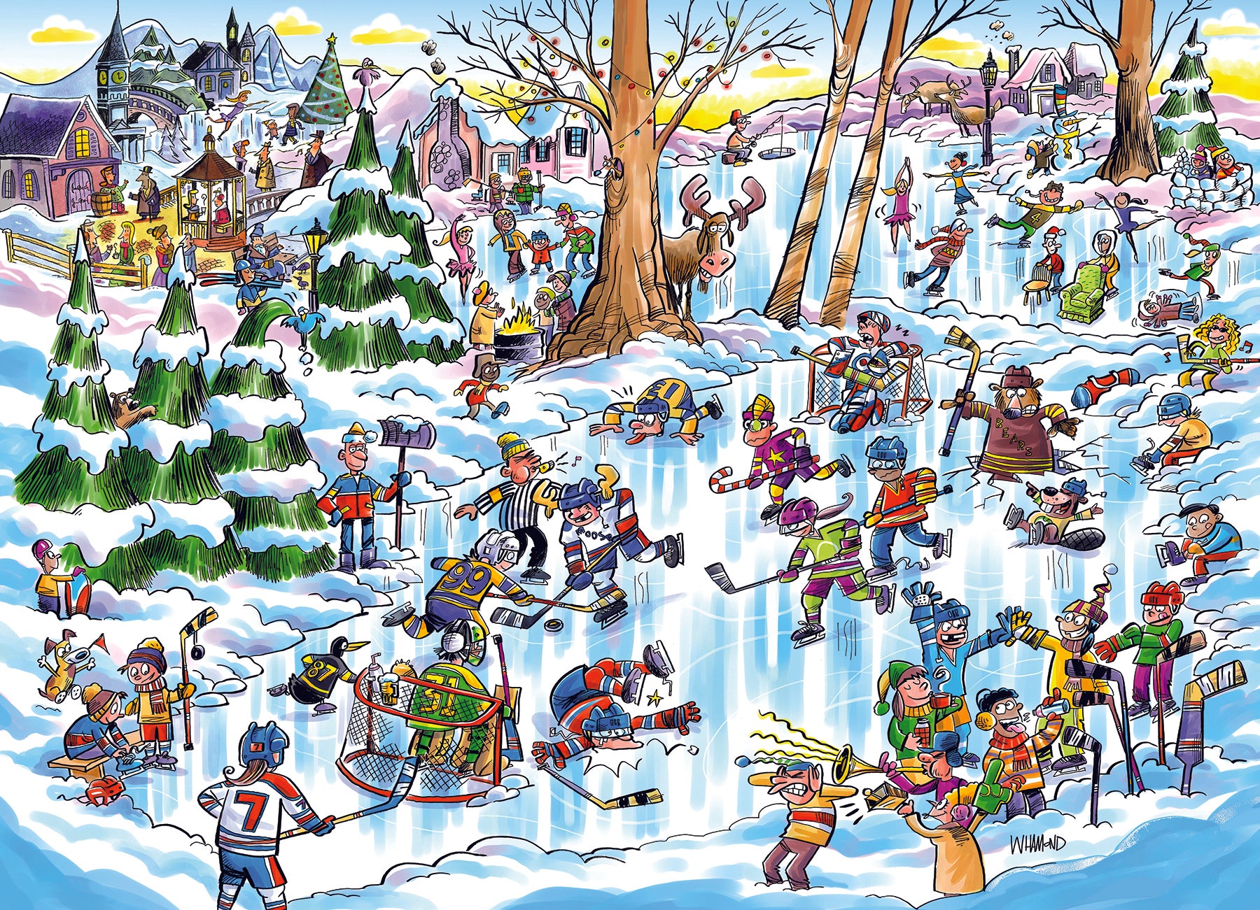 Puzzle DoodleTown Hockey Town de 1000 pièces