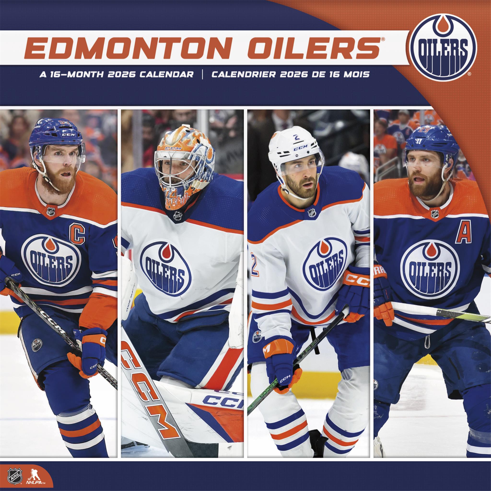 Calendrier mural bilingue 2026 des Oilers d'Edmonton de la LNH