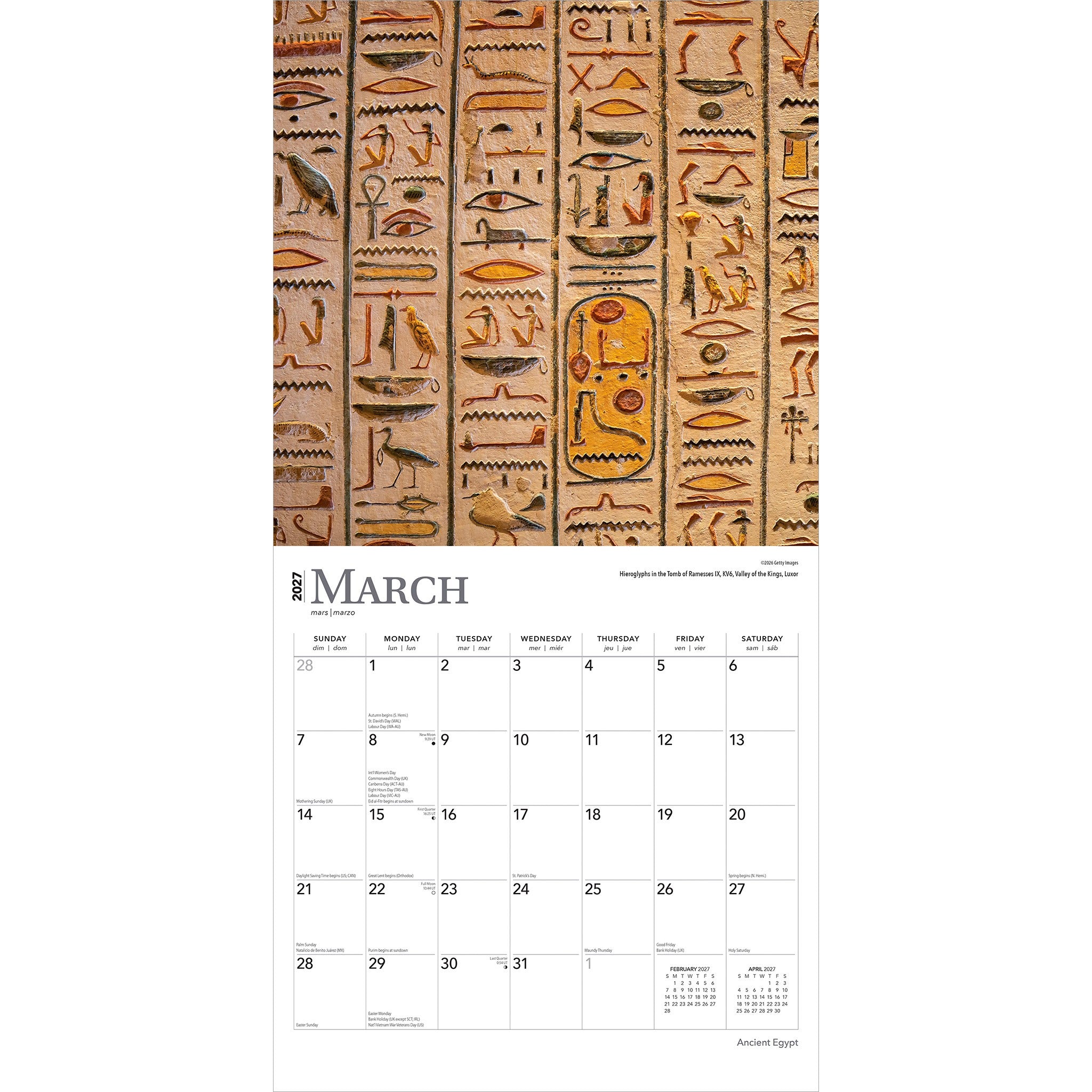 Ancient Egypt 2027 Wall Calendar - Online Only