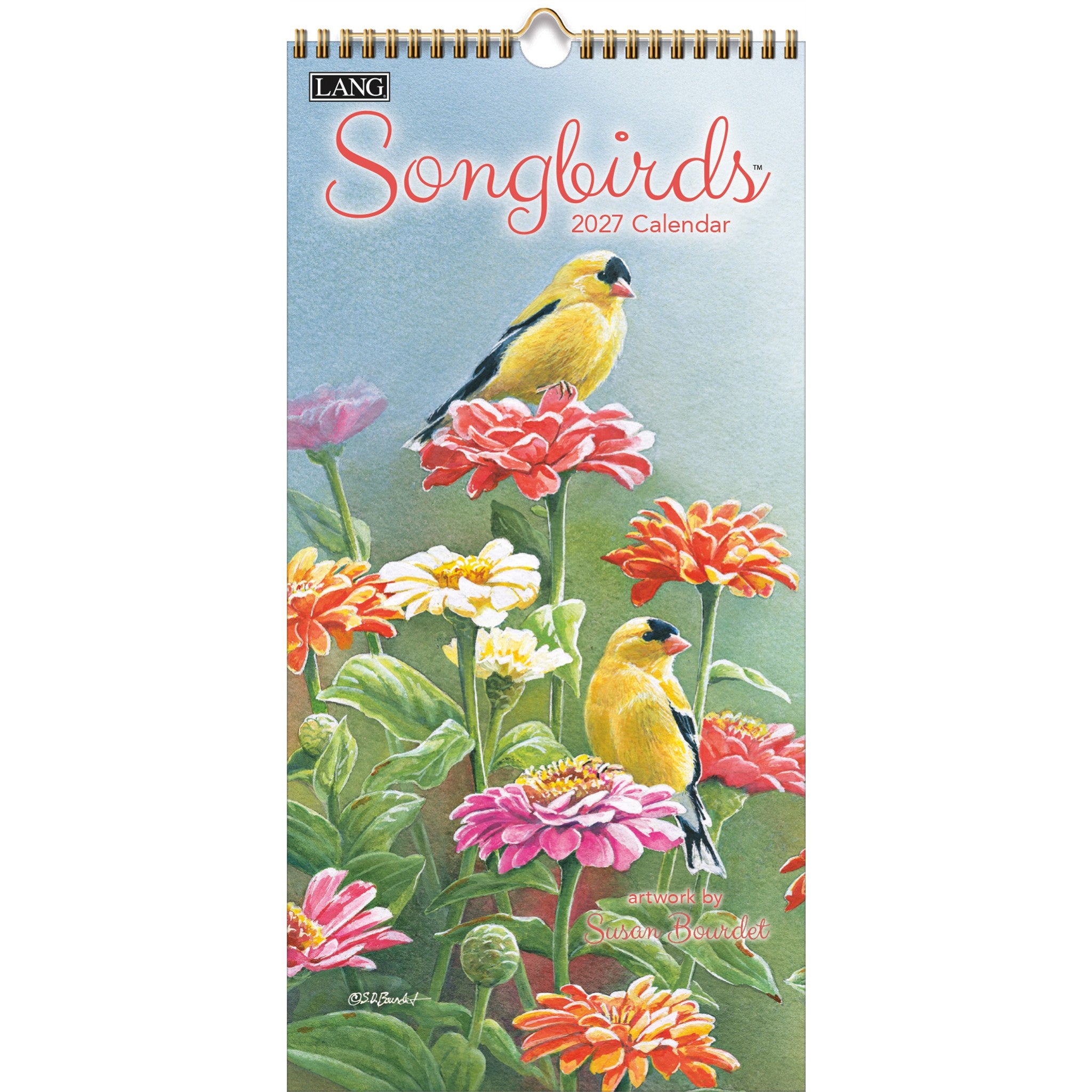 Calendrier mural mince oiseaux chanteurs 2027