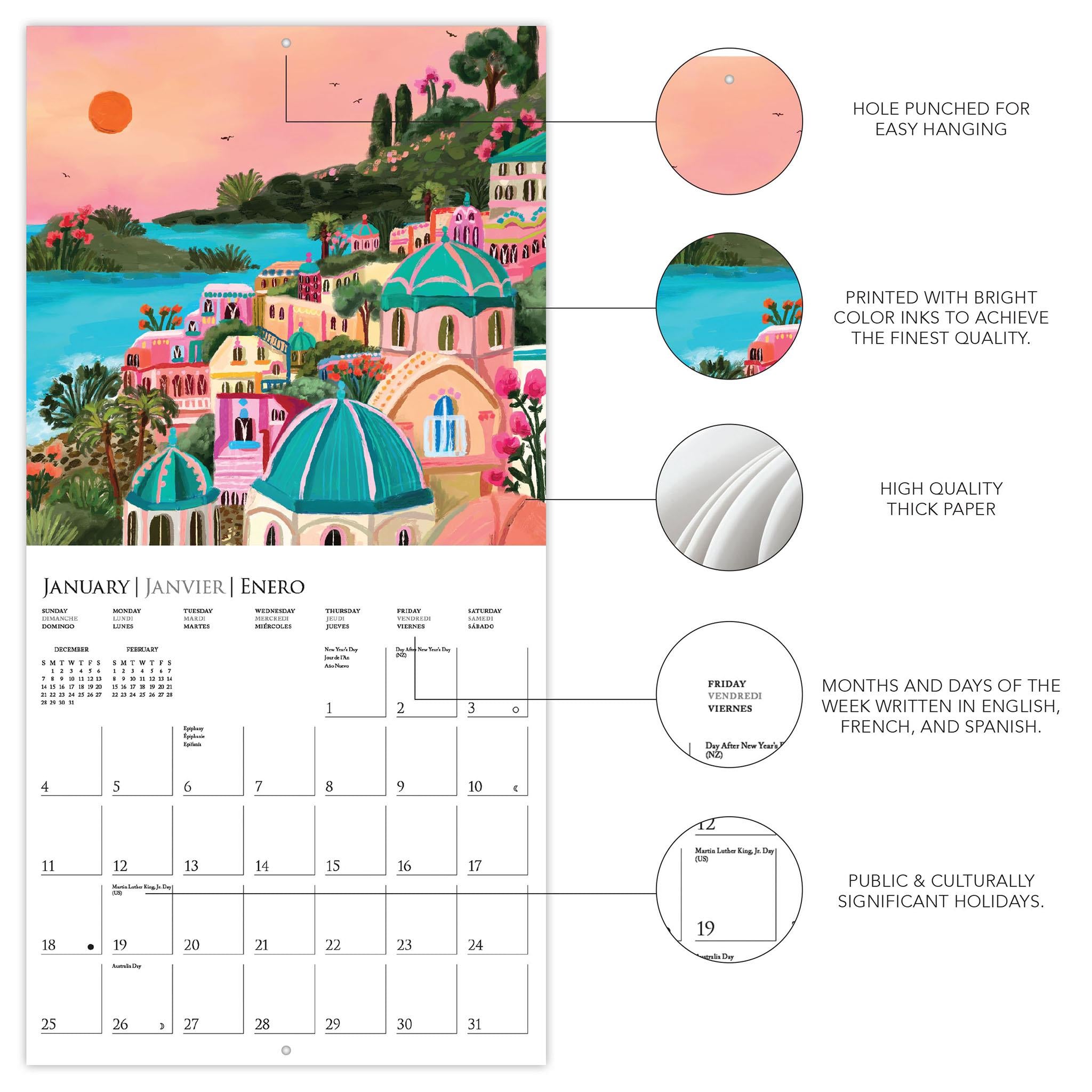Calendrier mural Tour du monde 2026 - Disponible uniquement en ligne