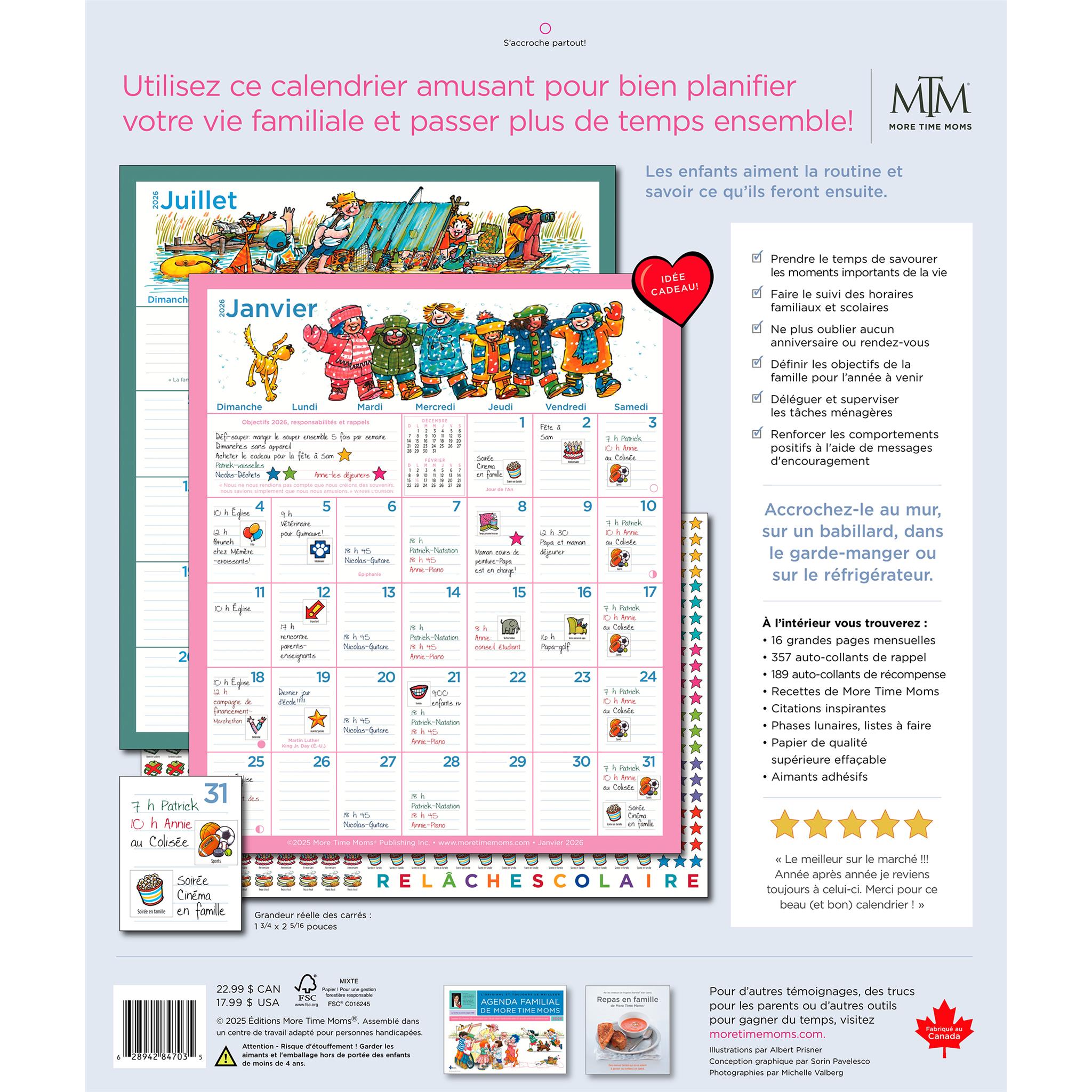 Calendrier mural Memo Frigo 2025-2026 (français)