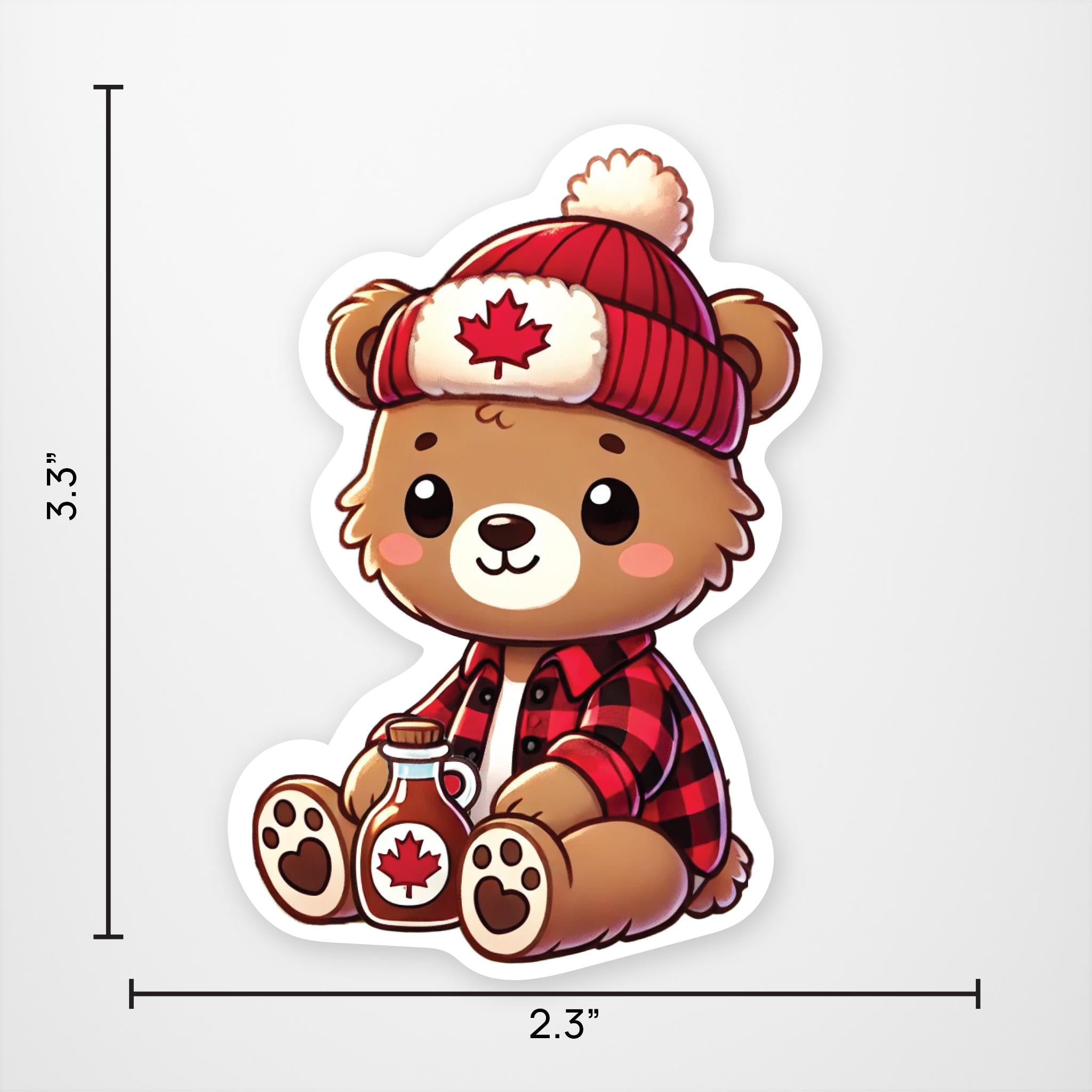 Cool Canadian Bear w Maple Syrup Vinyl Sticker