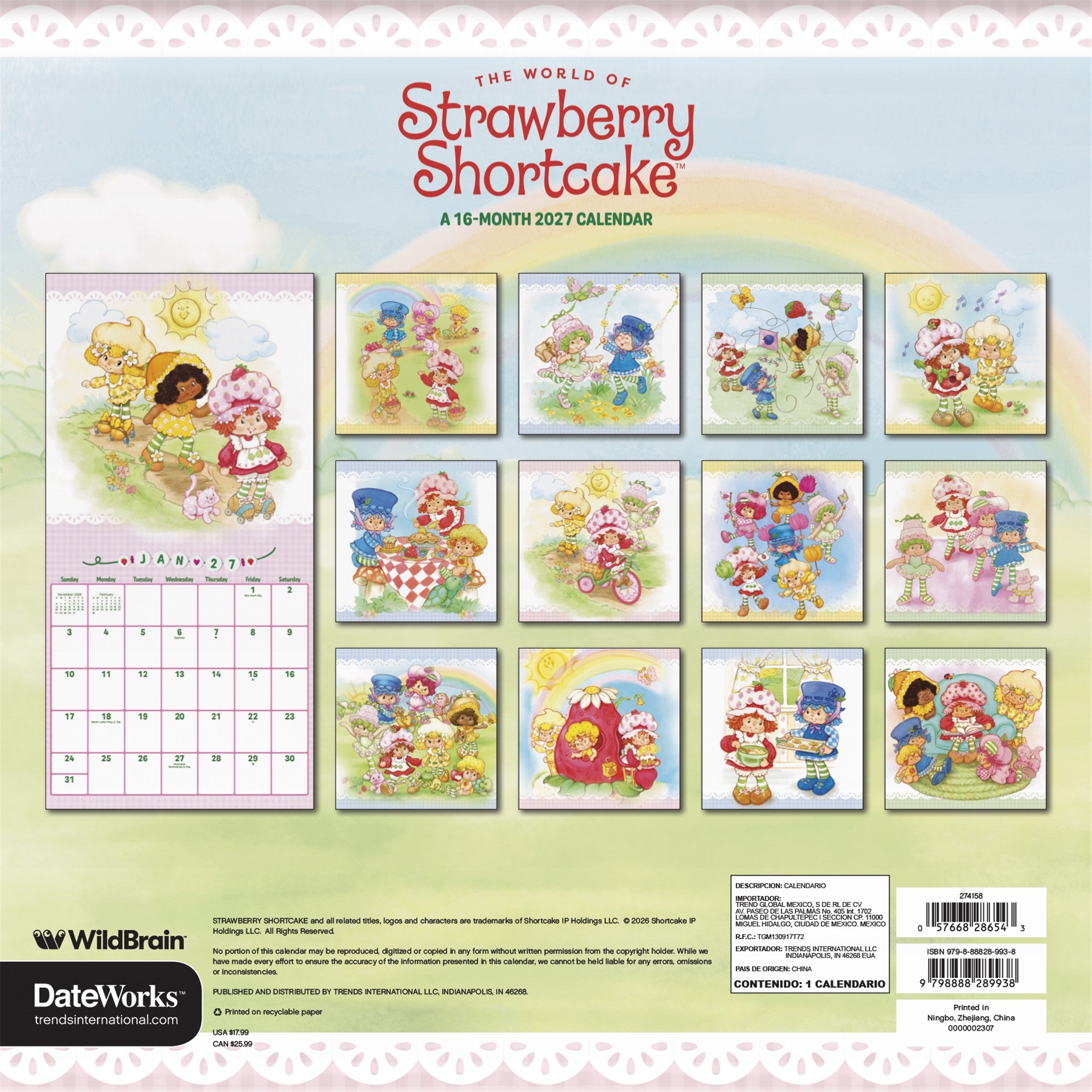 Calendrier mural exclusif Fraisinette avec autocollant 2027