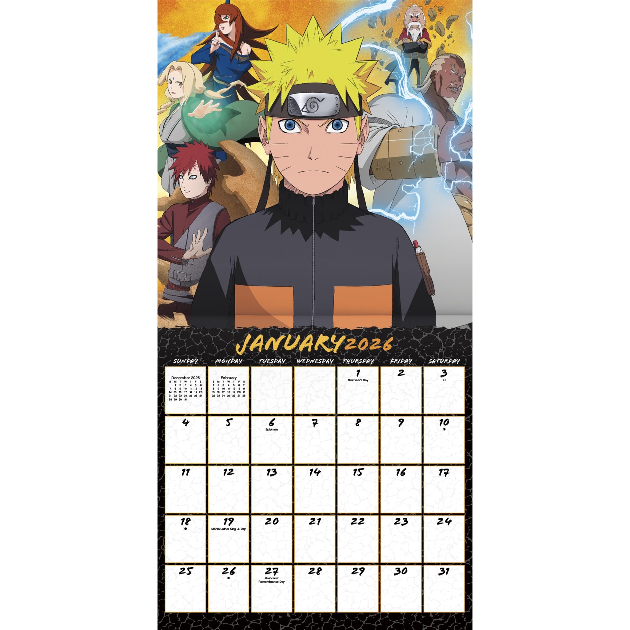 Calendrier mural Naruto Shippuden 2026