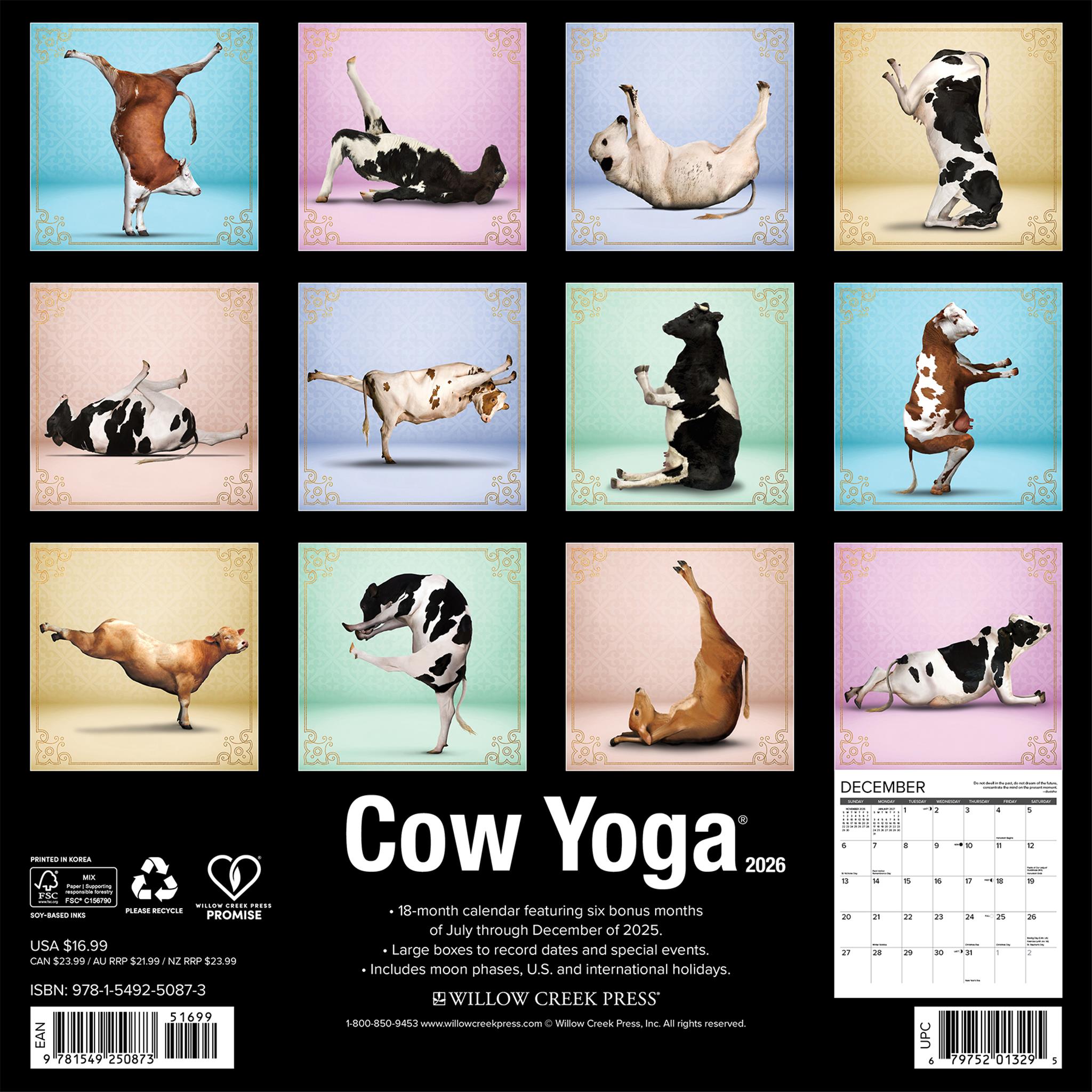 Calendrier mural Cow Yoga 2026