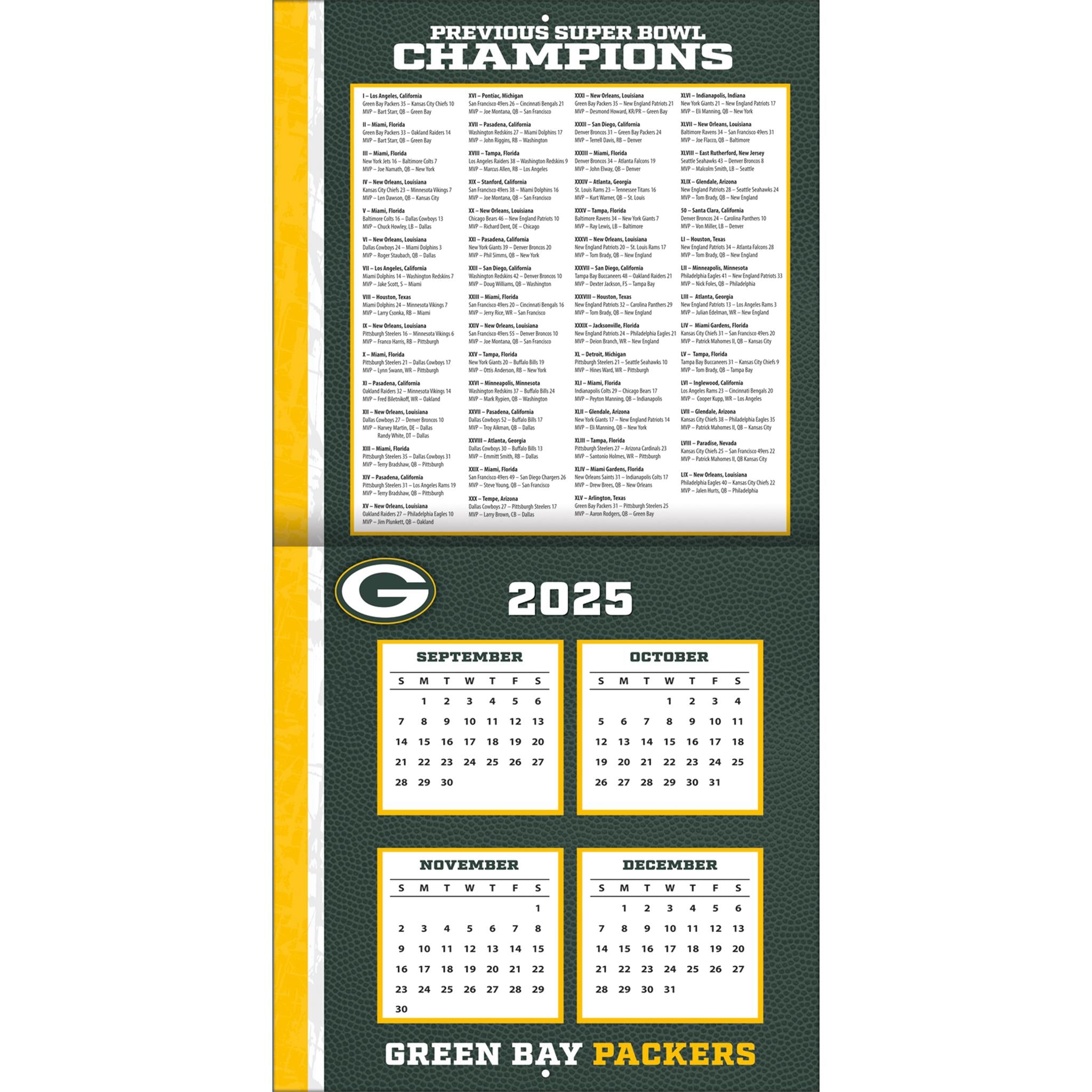 NFL Green Bay Packers 2026 Wall Calendar