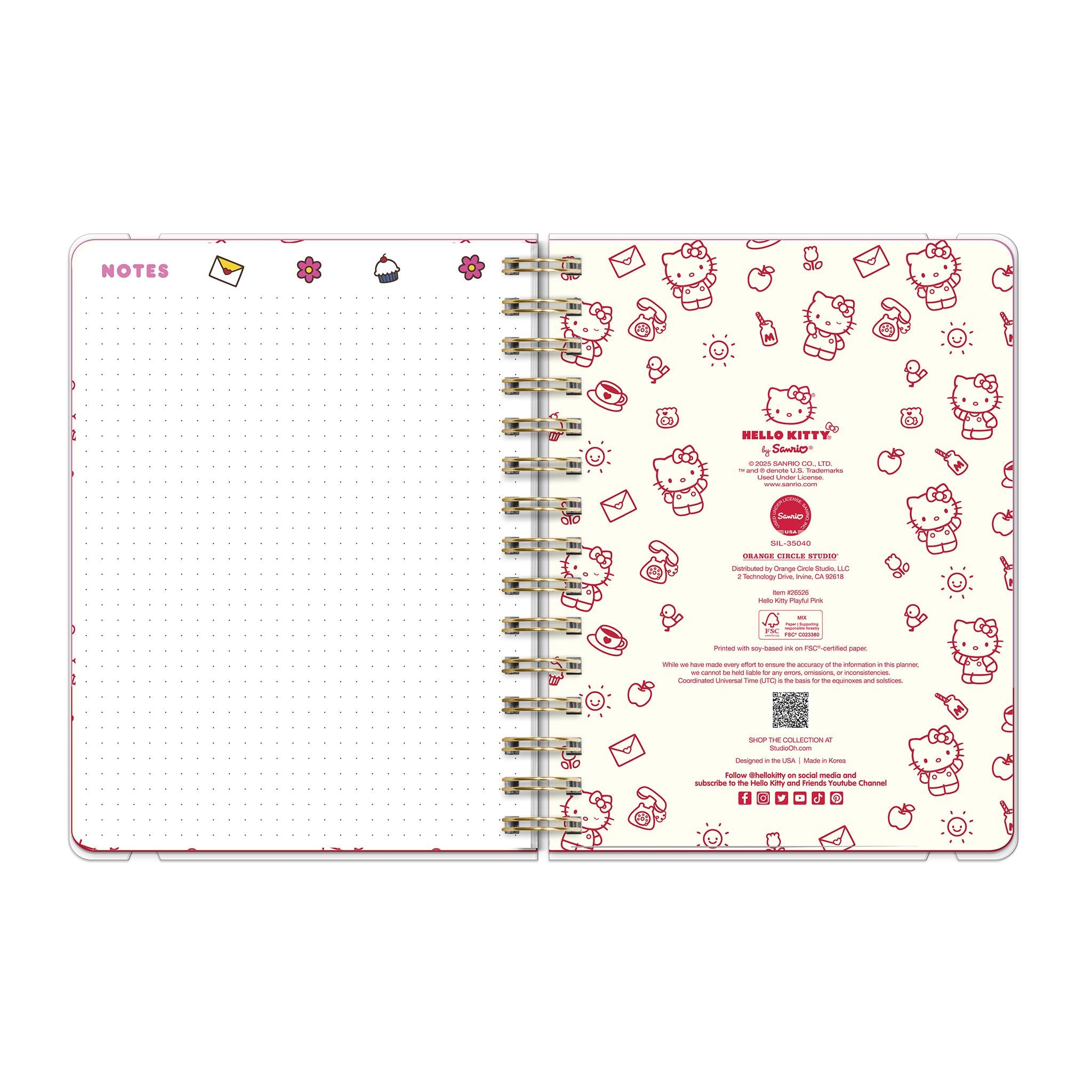 Agenda Hello Kitty rose ludique de luxe 2025-2026