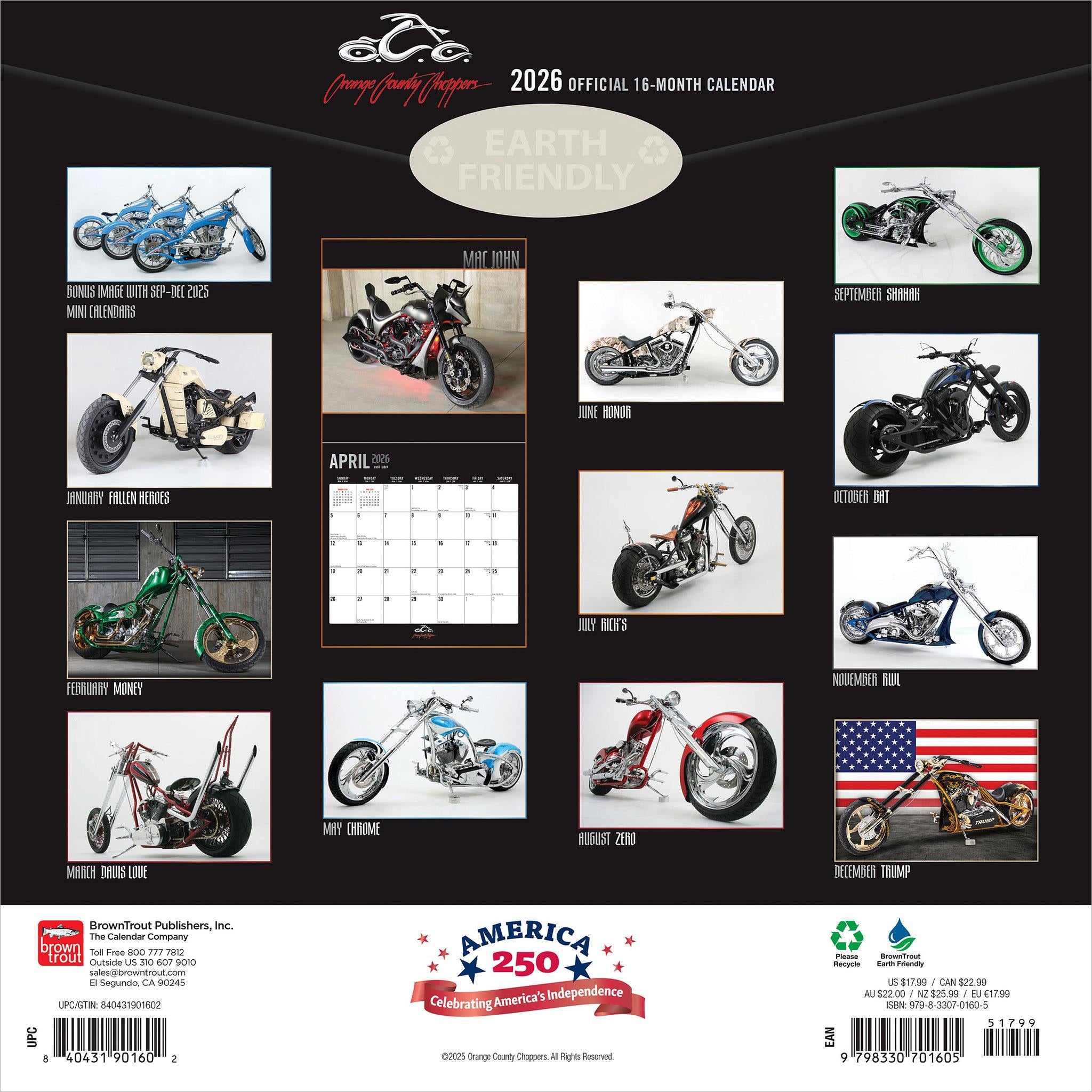 Calendrier mural 2026 des Orange County Choppers - Disponible uniquement en ligne