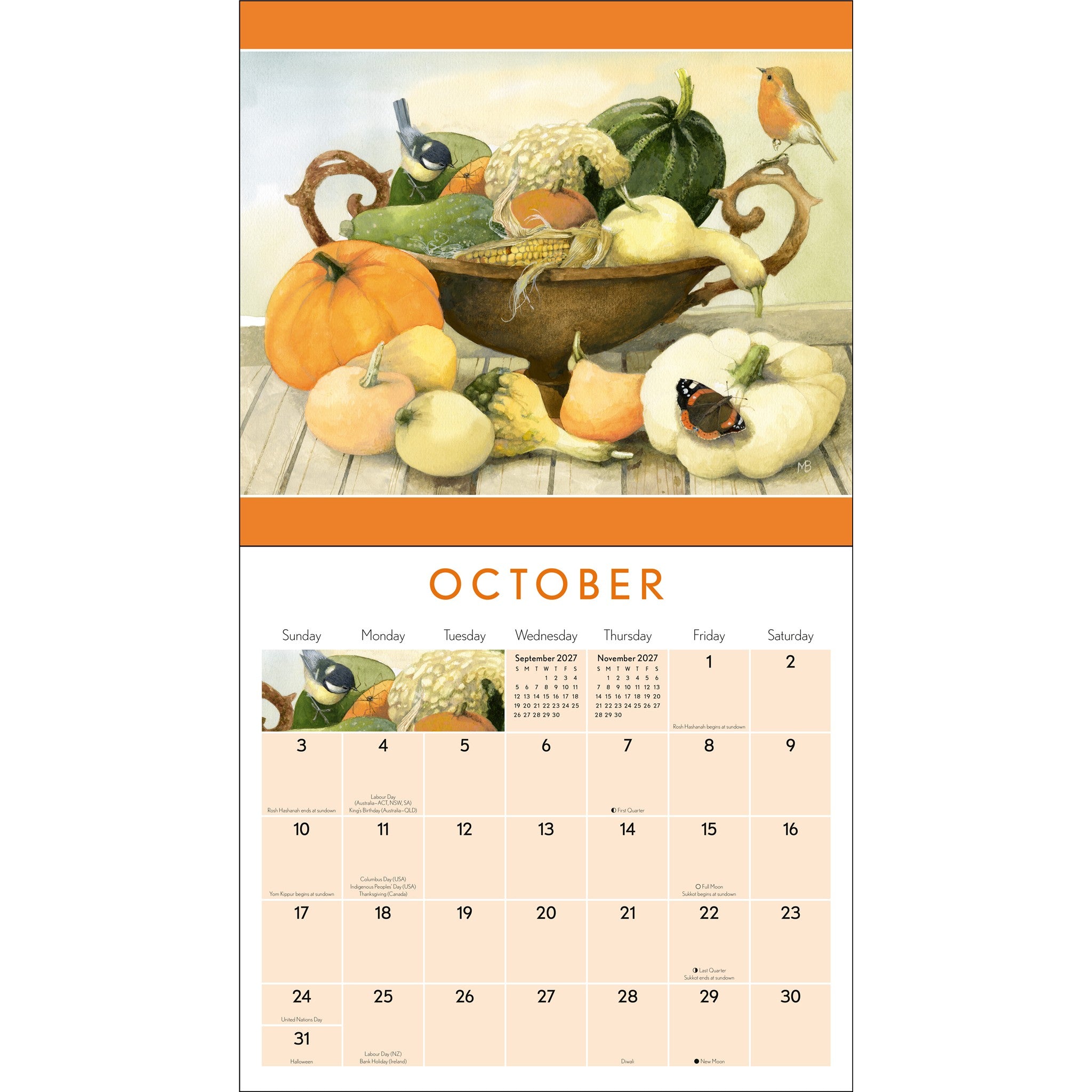 Calendrier mural de luxe L'inspiration de la nature Marjolein Bastin 2027
