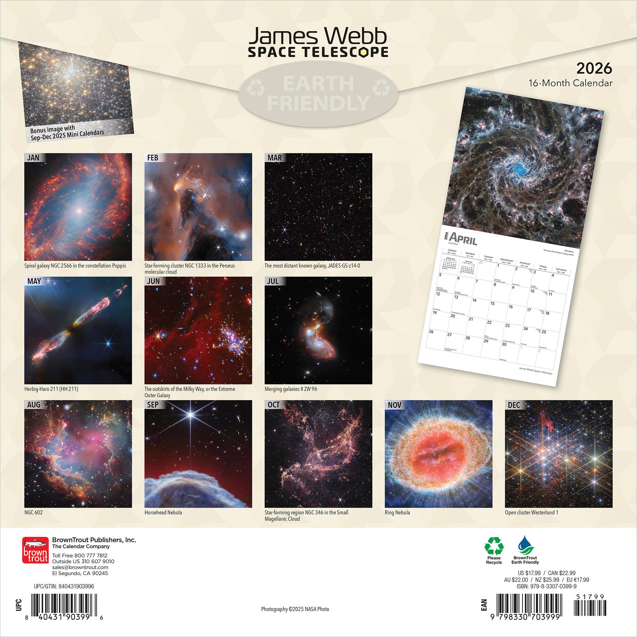 Calendrier mural 2026 du télescope spatial James Webb - Disponible uniquement en ligne