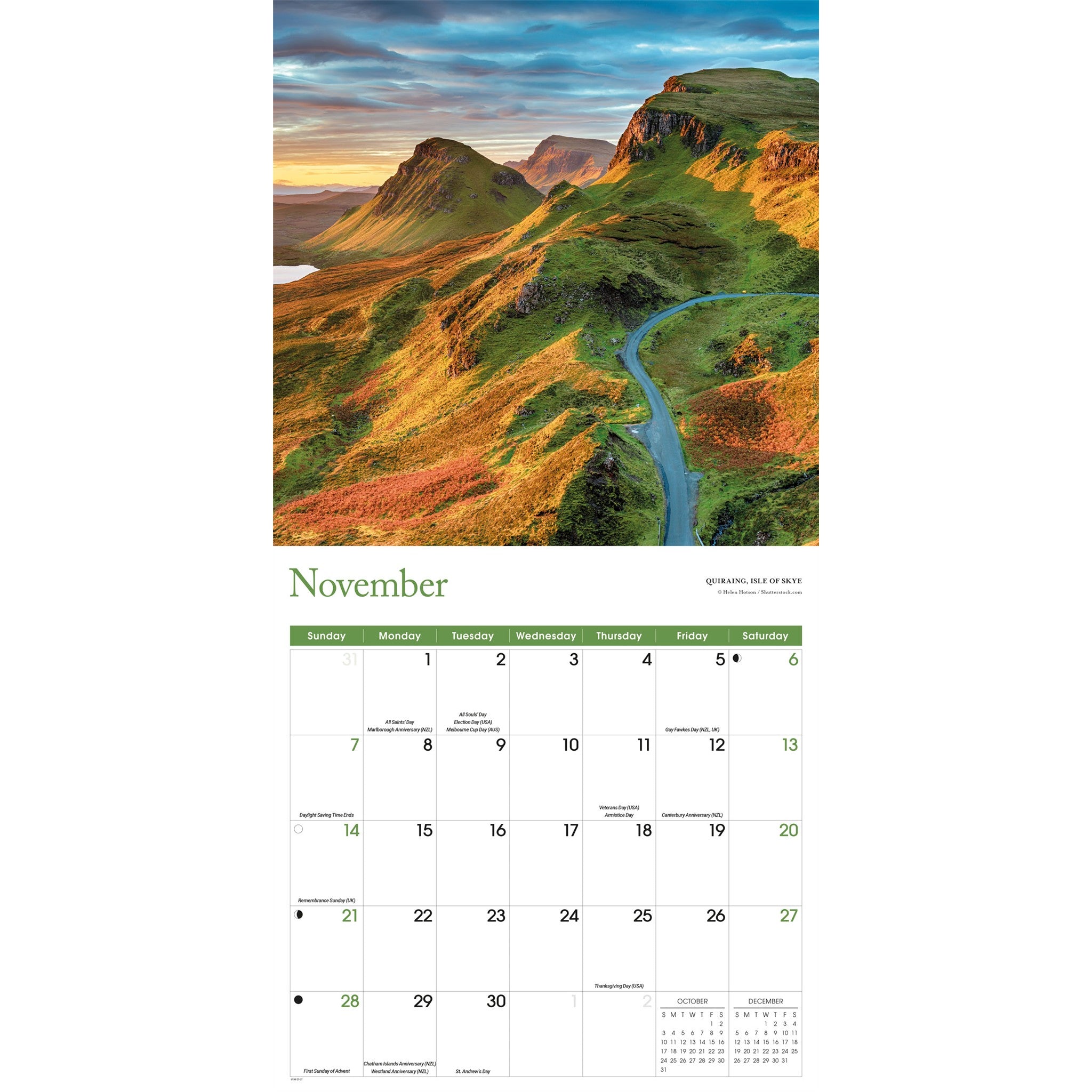 Calendrier mural Écosse 2027
