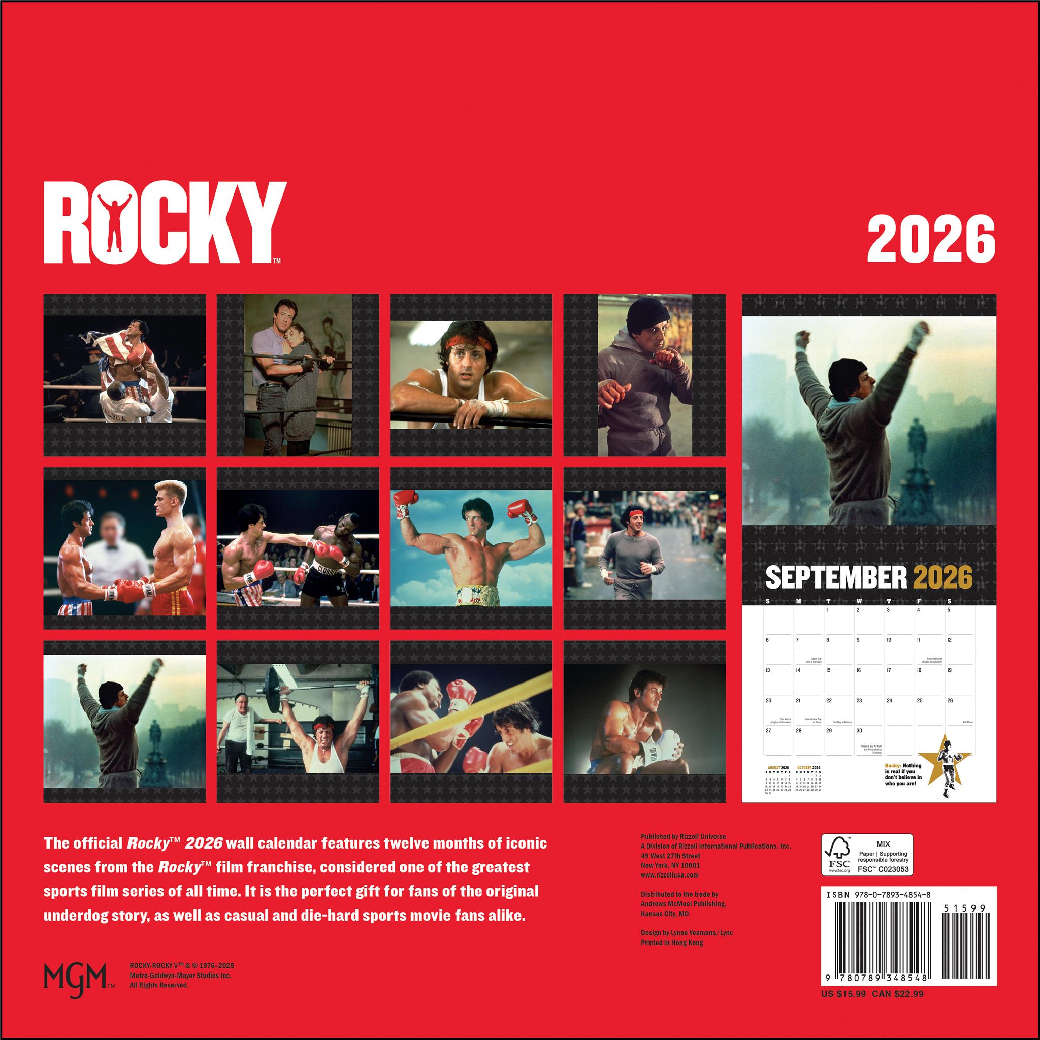 Calendrier mural Rocky 2026 - Disponible uniquement en ligne