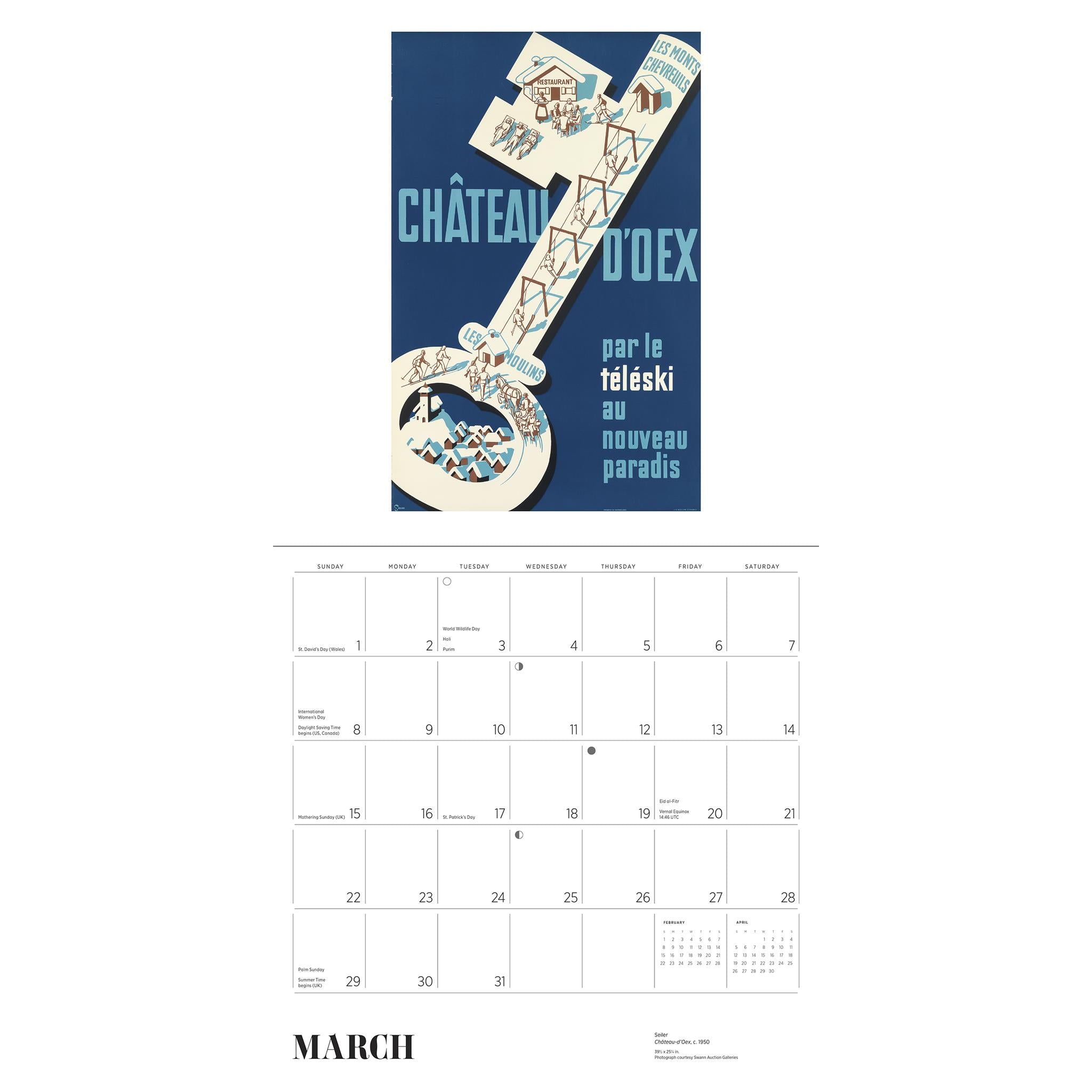 Calendrier mural Ski The World 2026 - Disponible uniquement en ligne