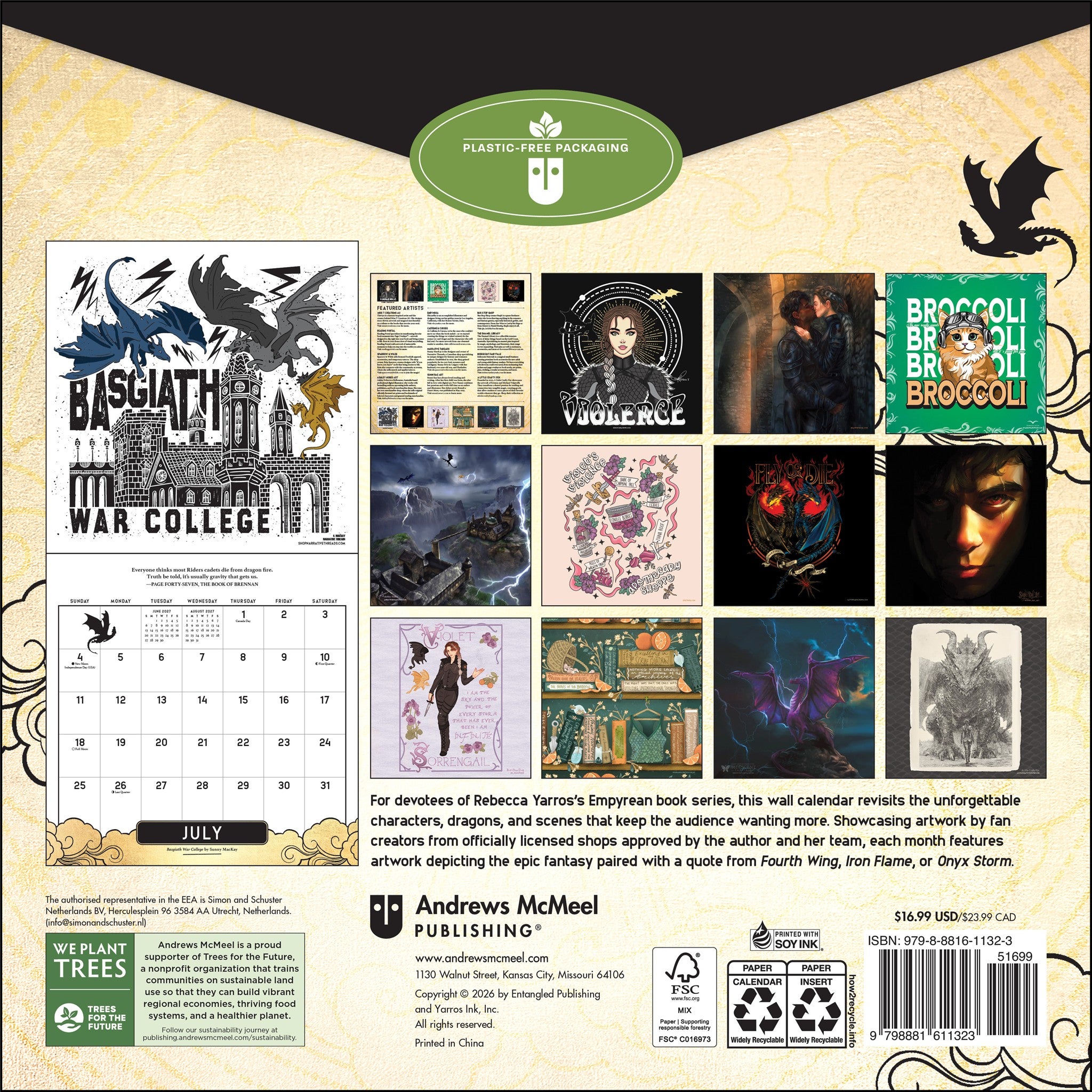 Calendrier mural 2027 officiel Fourth Wing Fan Art