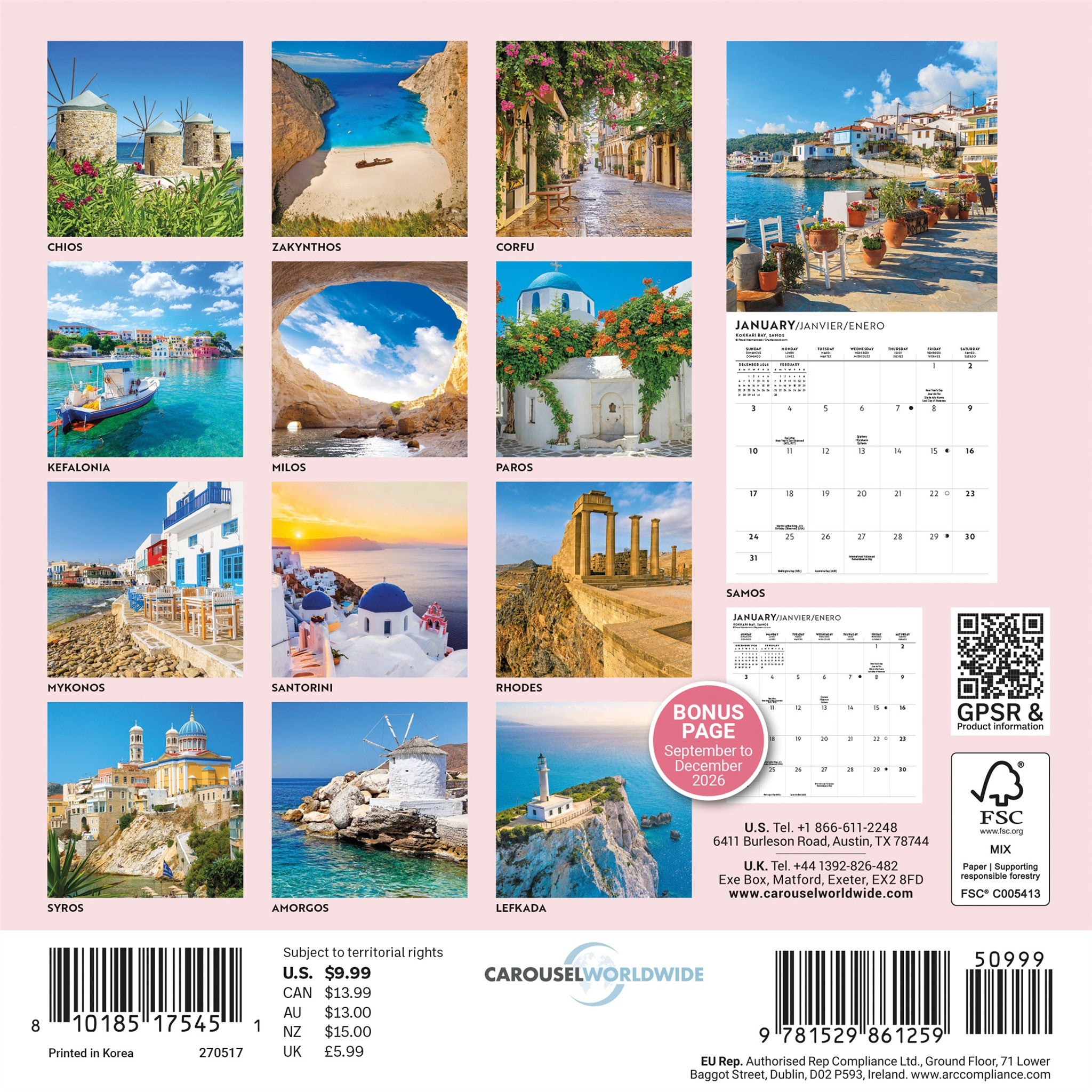 Mini calendrier des îles grecques 2027