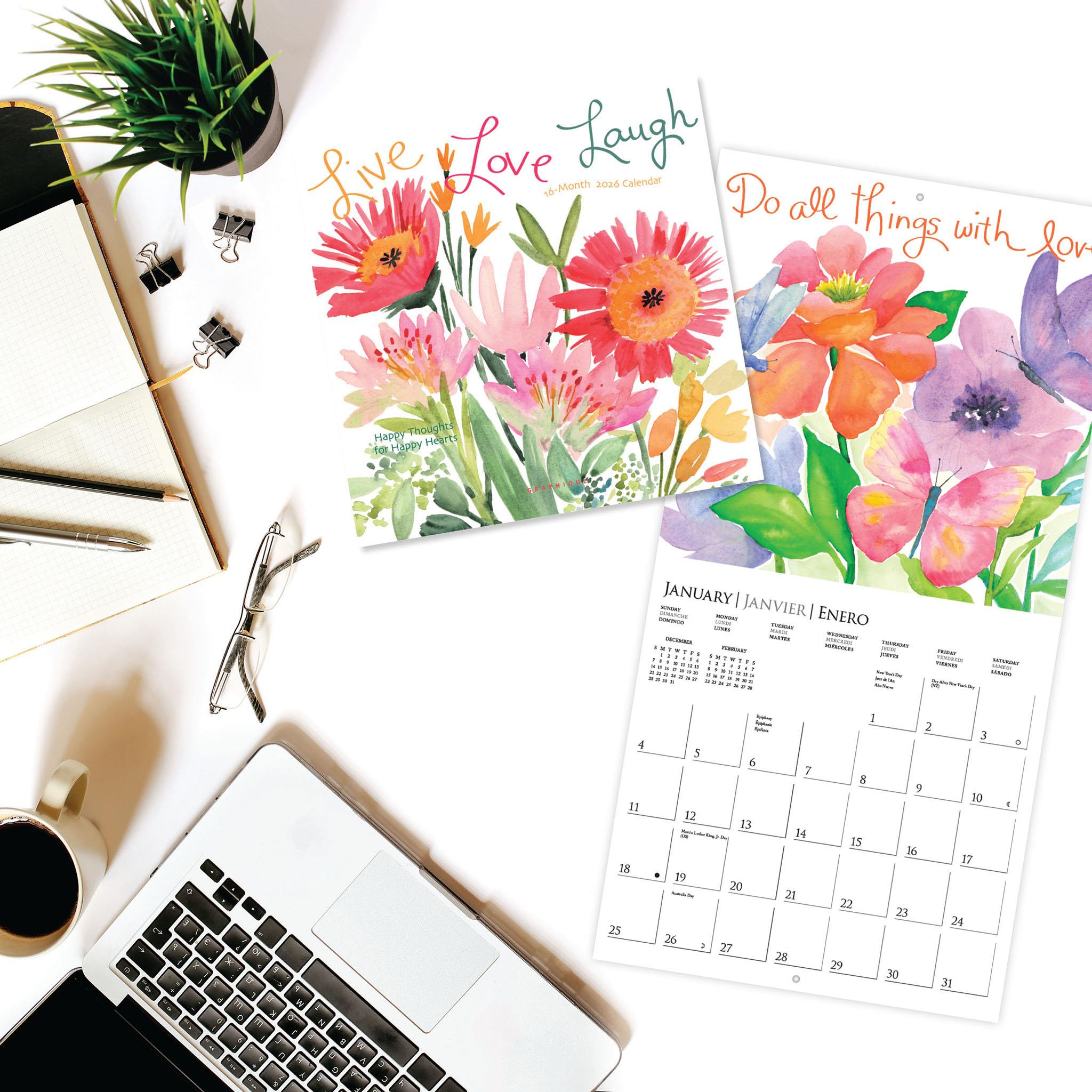 Mini-calendrier Vivre, Aimer, Rire 2026